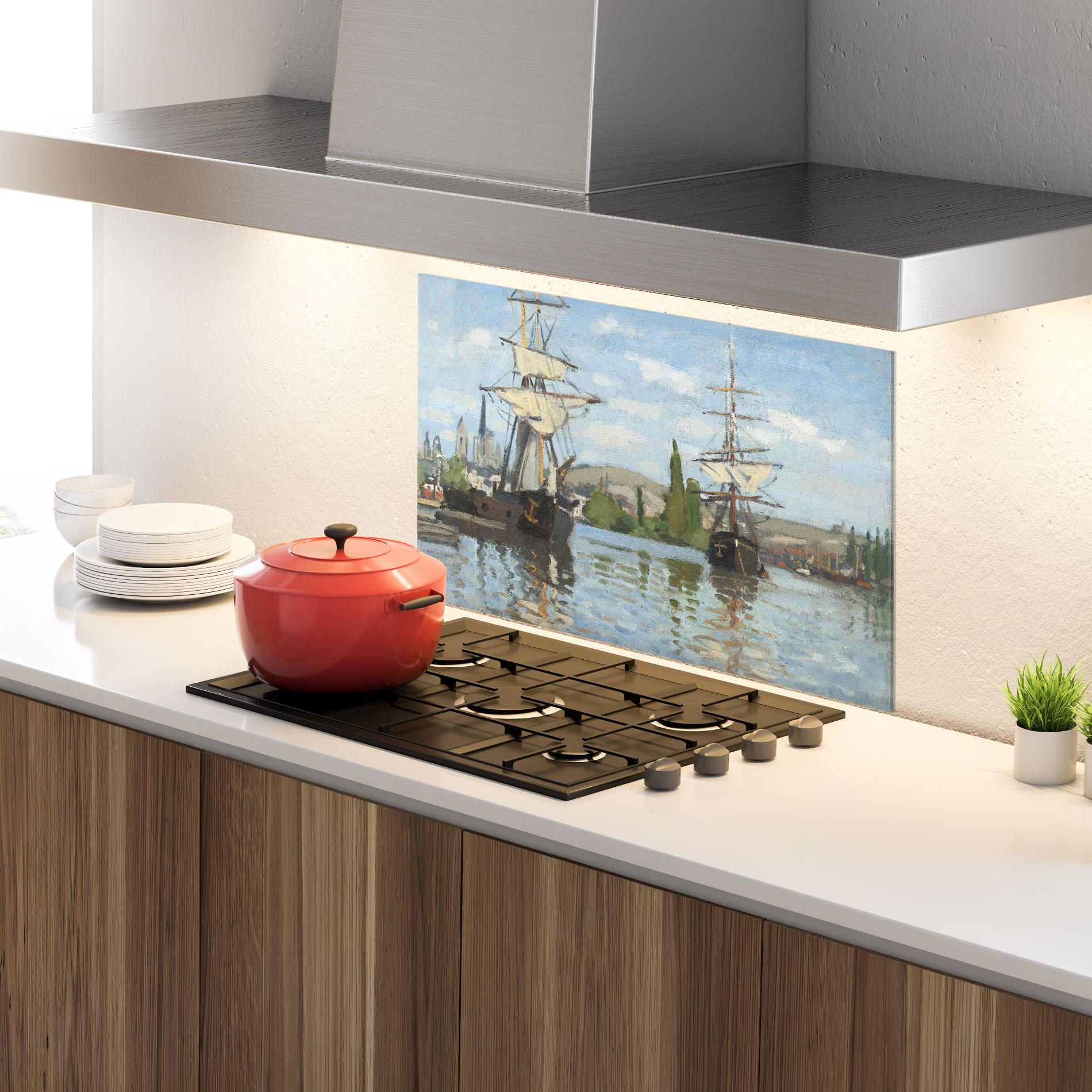 Küchenrückwand Glas Ships At Rouen mockup 4