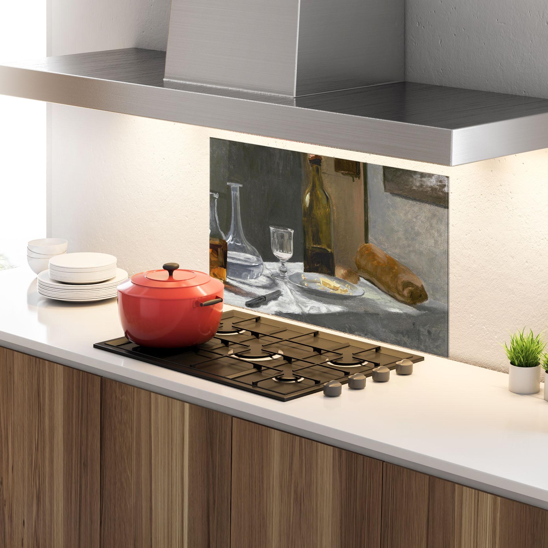 Küchenrückwand Glas Still Life With Bottle mockup 4