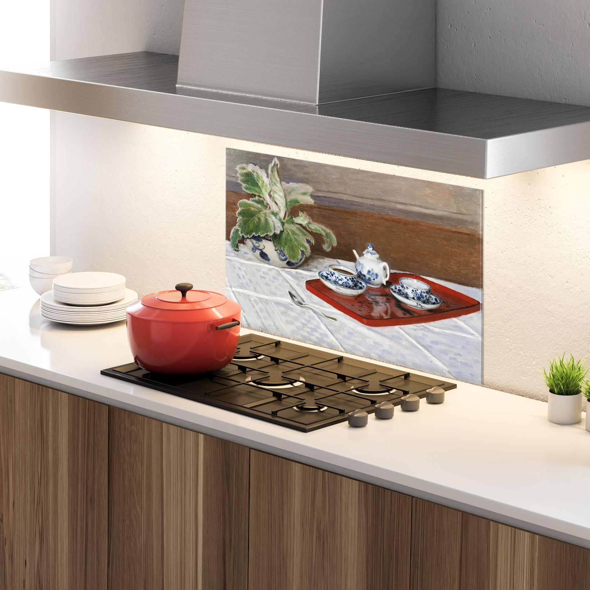 Küchenrückwand Glas Tea Service mockup 4