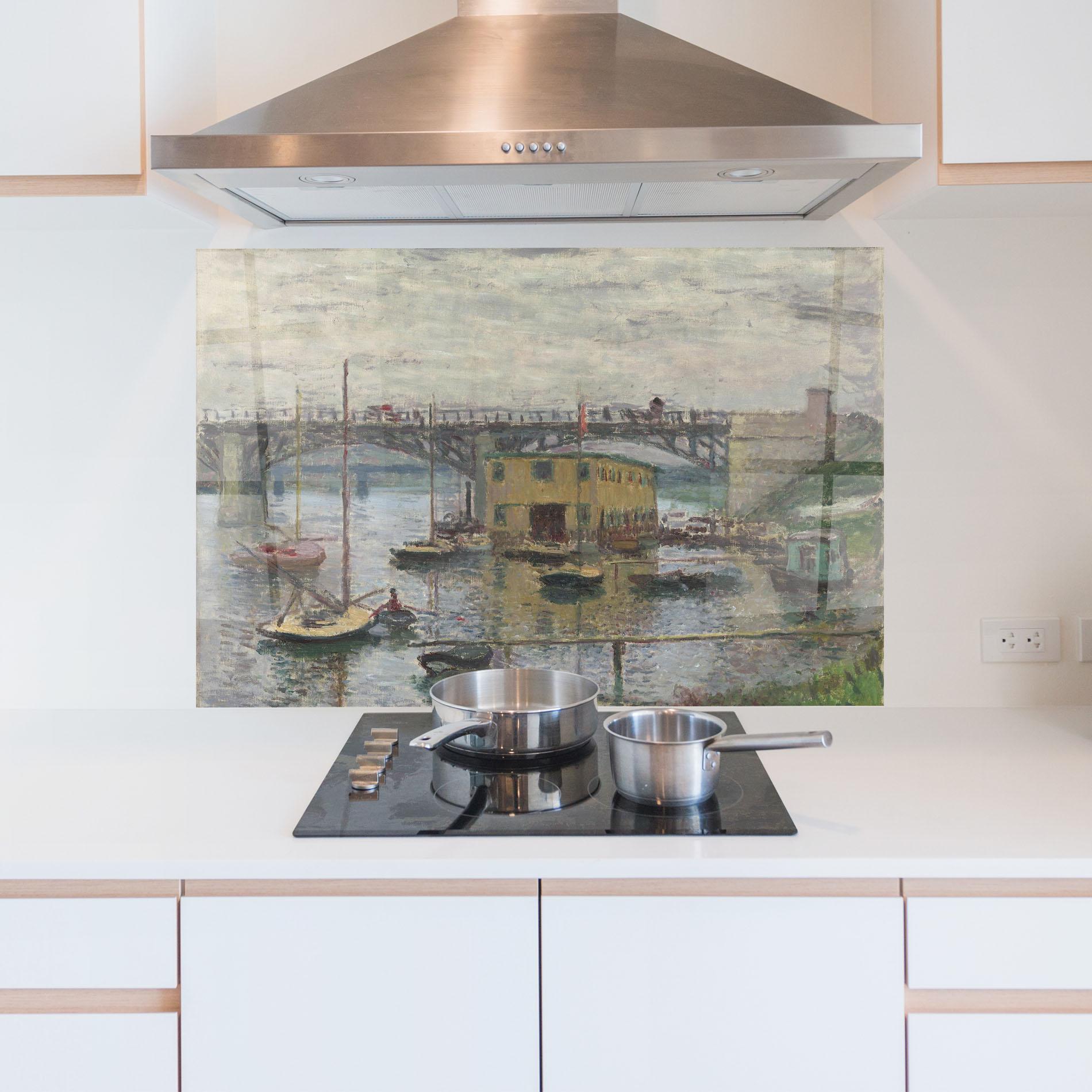 Küchenrückwand Glas Bridge At Argenteuil Monet mockup 5