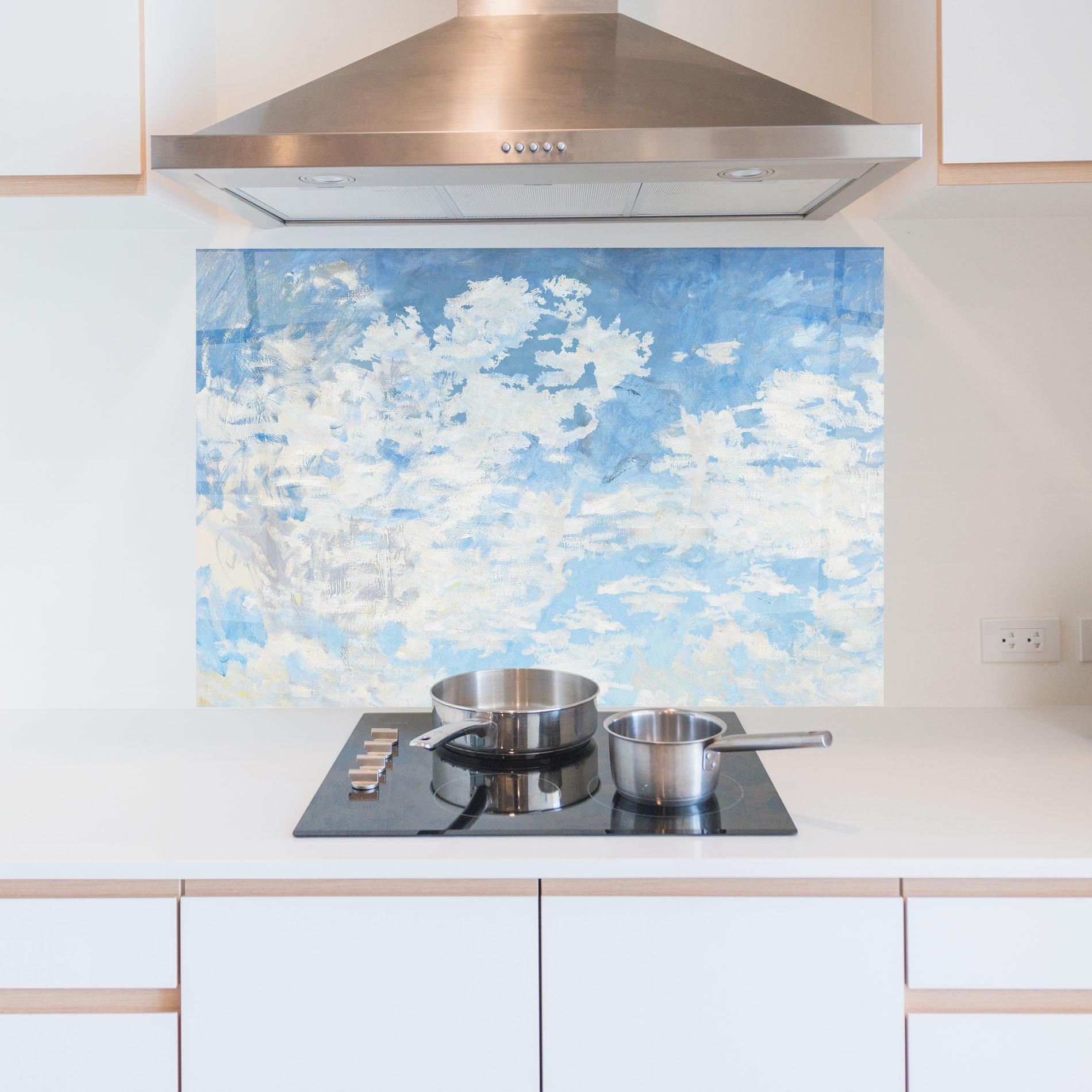 Küchenrückwand Glas Clouds Monet mockup 5