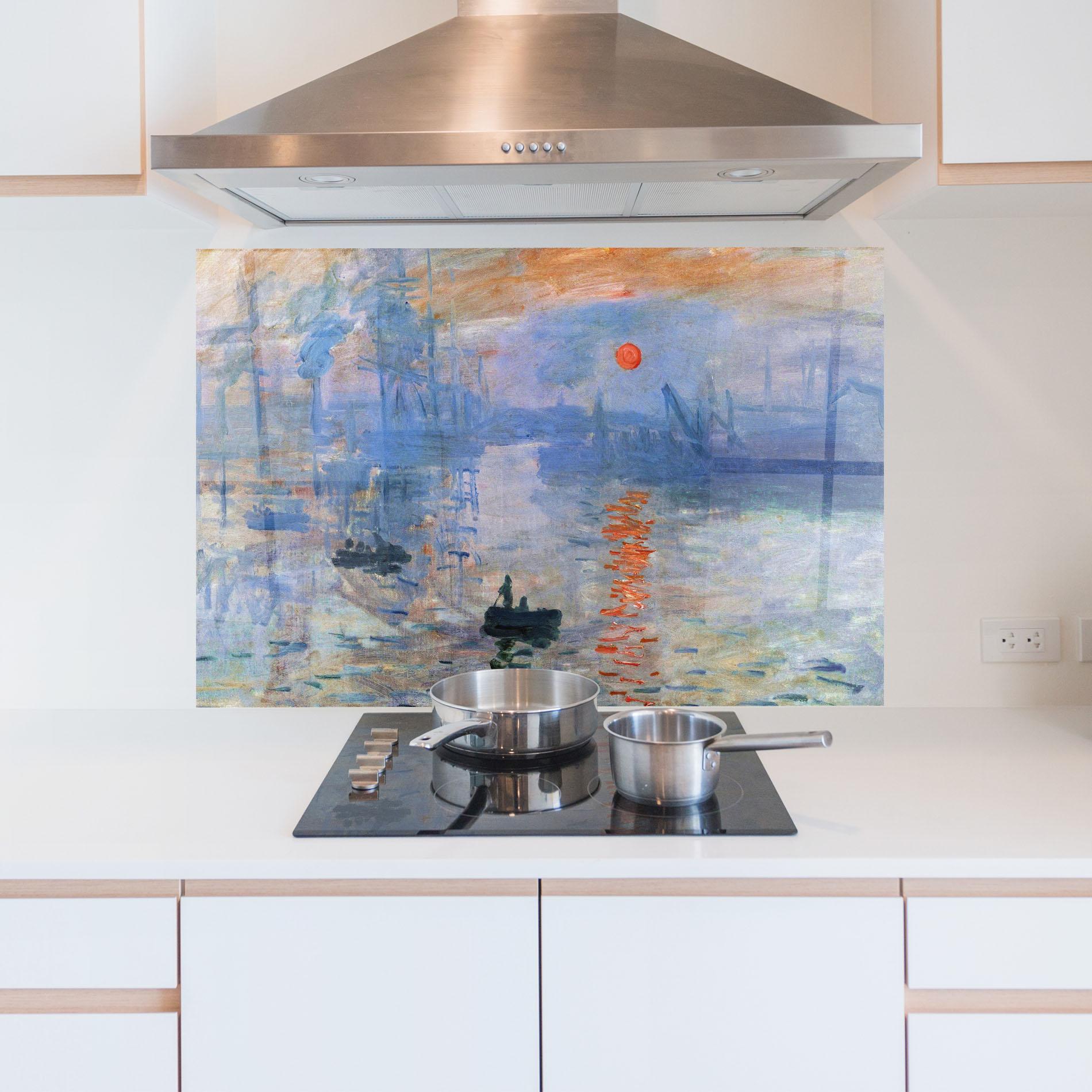 Küchenrückwand Glas Monet Impressionist mockup 5