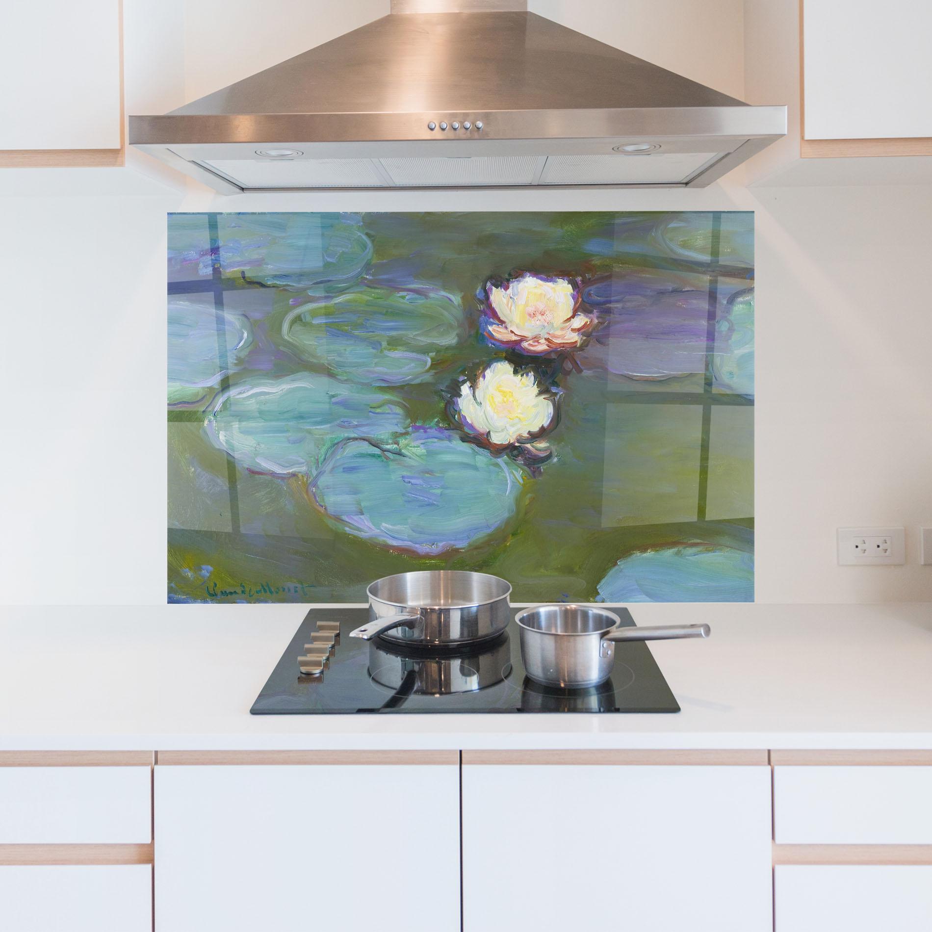 Küchenrückwand Glas Nympheas Monet. mockup 5
