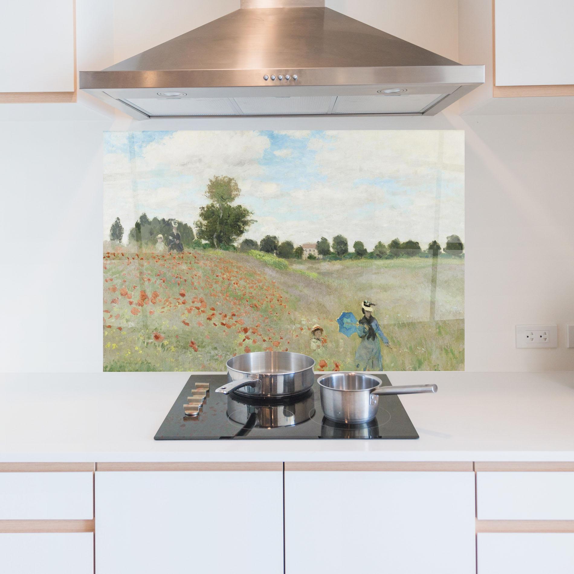 Küchenrückwand Glas Poppy Field Near Argenteuil mockup 5