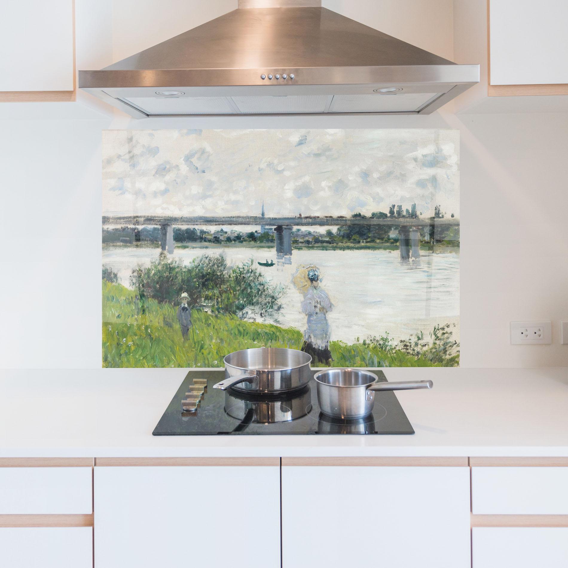 Küchenrückwand Glas Promenade Railroad Bridge mockup 5