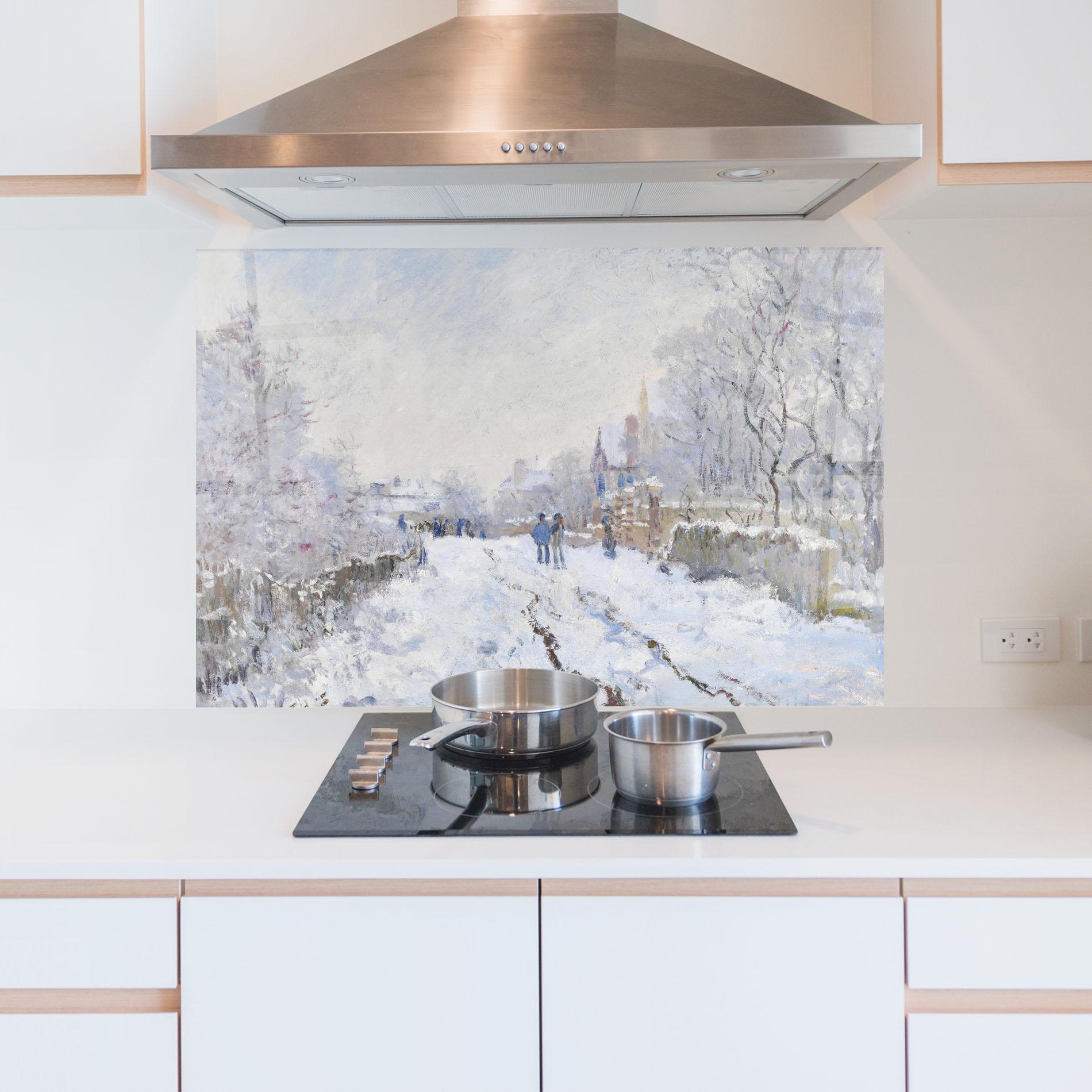 Küchenrückwand Glas Snow At Argenteuil mockup 5