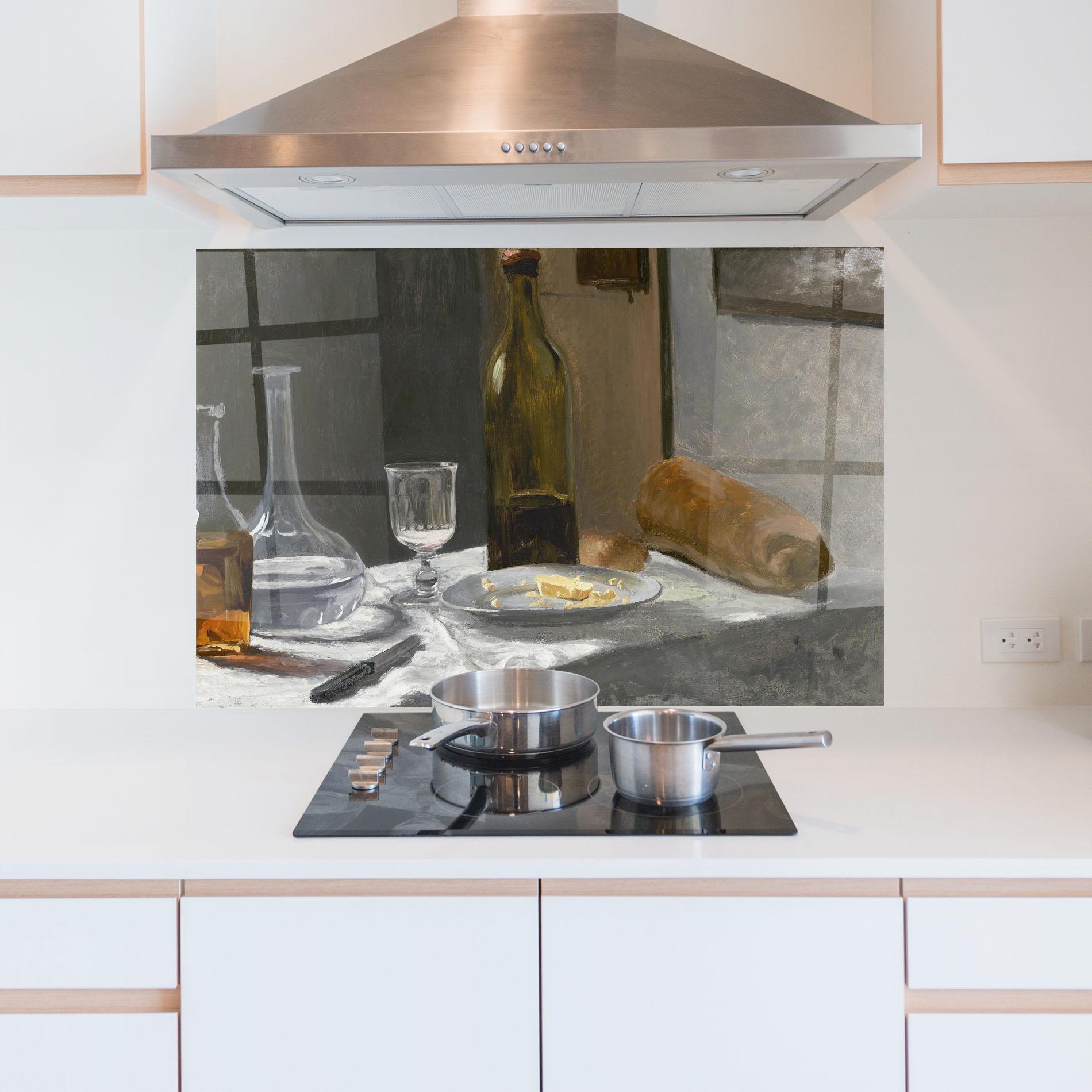 Küchenrückwand Glas Still Life With Bottle mockup 5