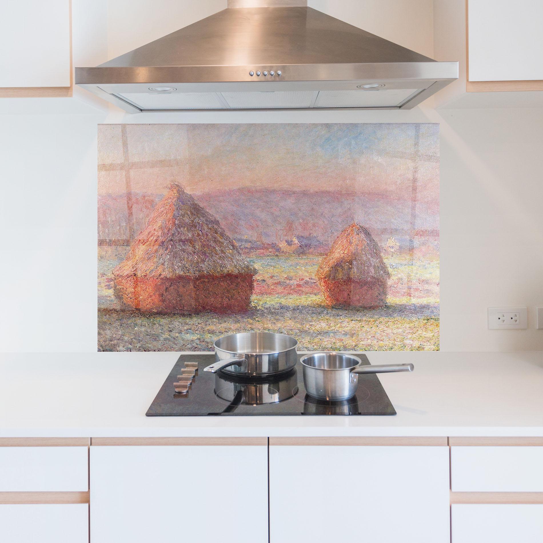 Küchenrückwand Glas White Frost mockup 5