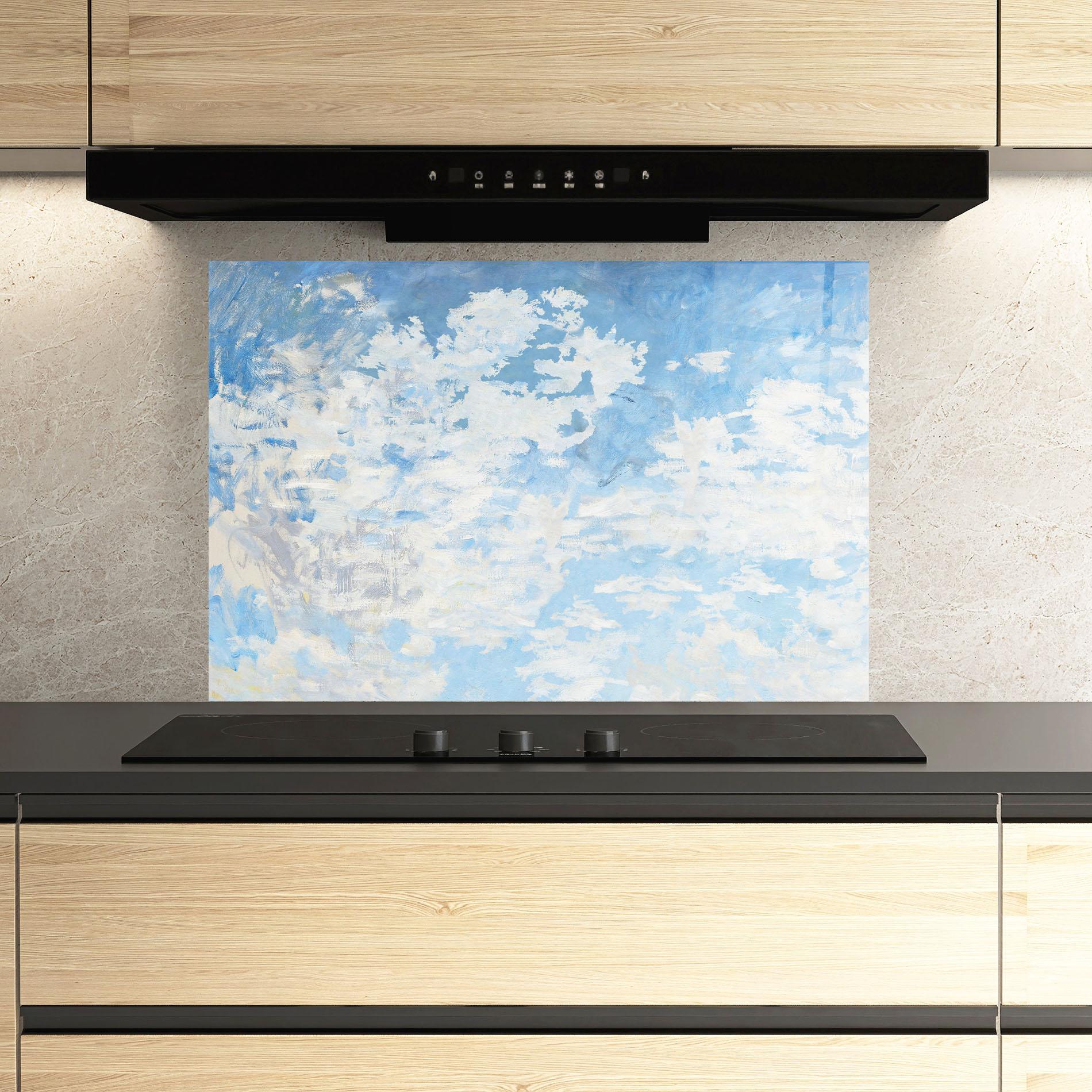 Küchenrückwand Glas Clouds Monet mockup 3