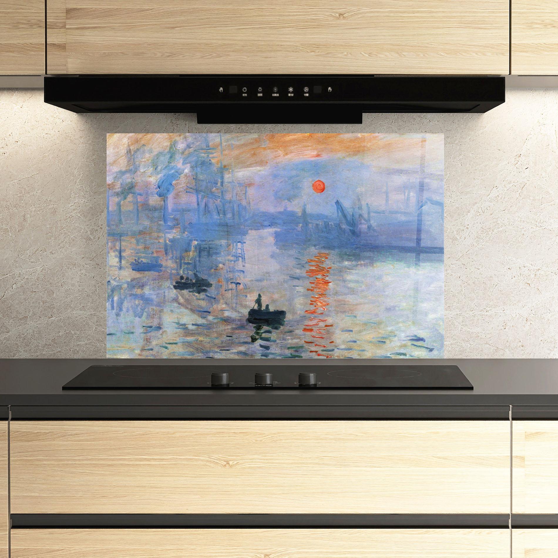 Küchenrückwand Glas Monet Impressionist mockup 3
