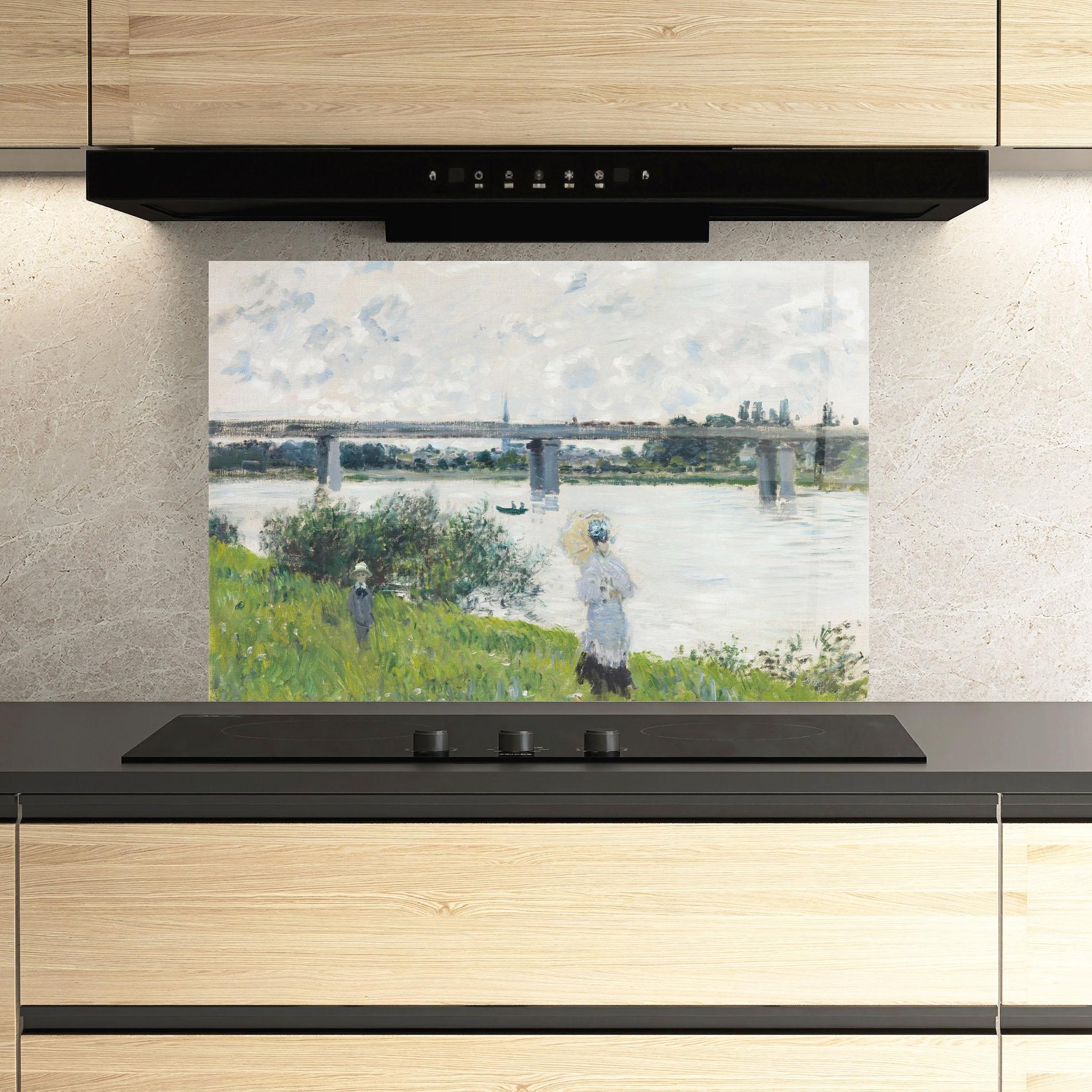 Küchenrückwand Glas Promenade Railroad Bridge mockup 3