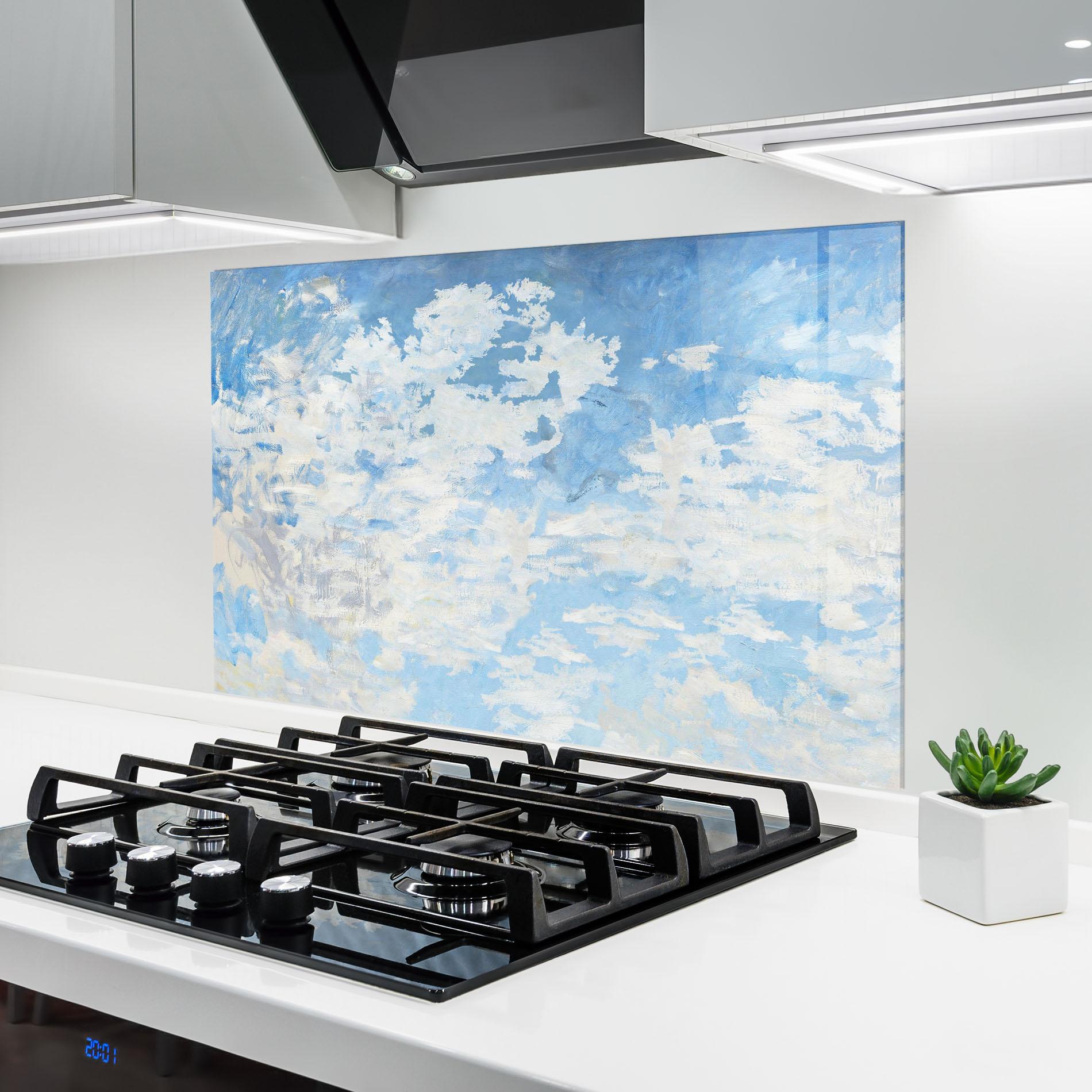 Küchenrückwand Glas Clouds Monet mockup 6
