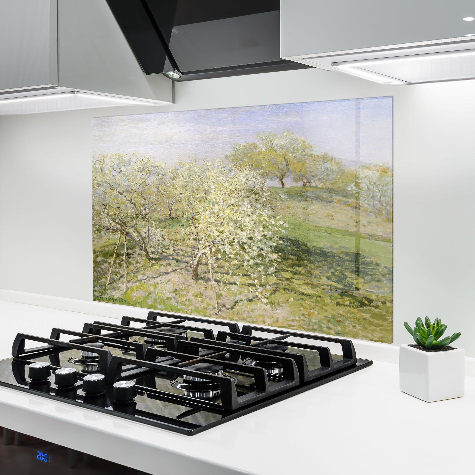 Küchenrückwand Glas Fruit Trees In Bloom mockup 6