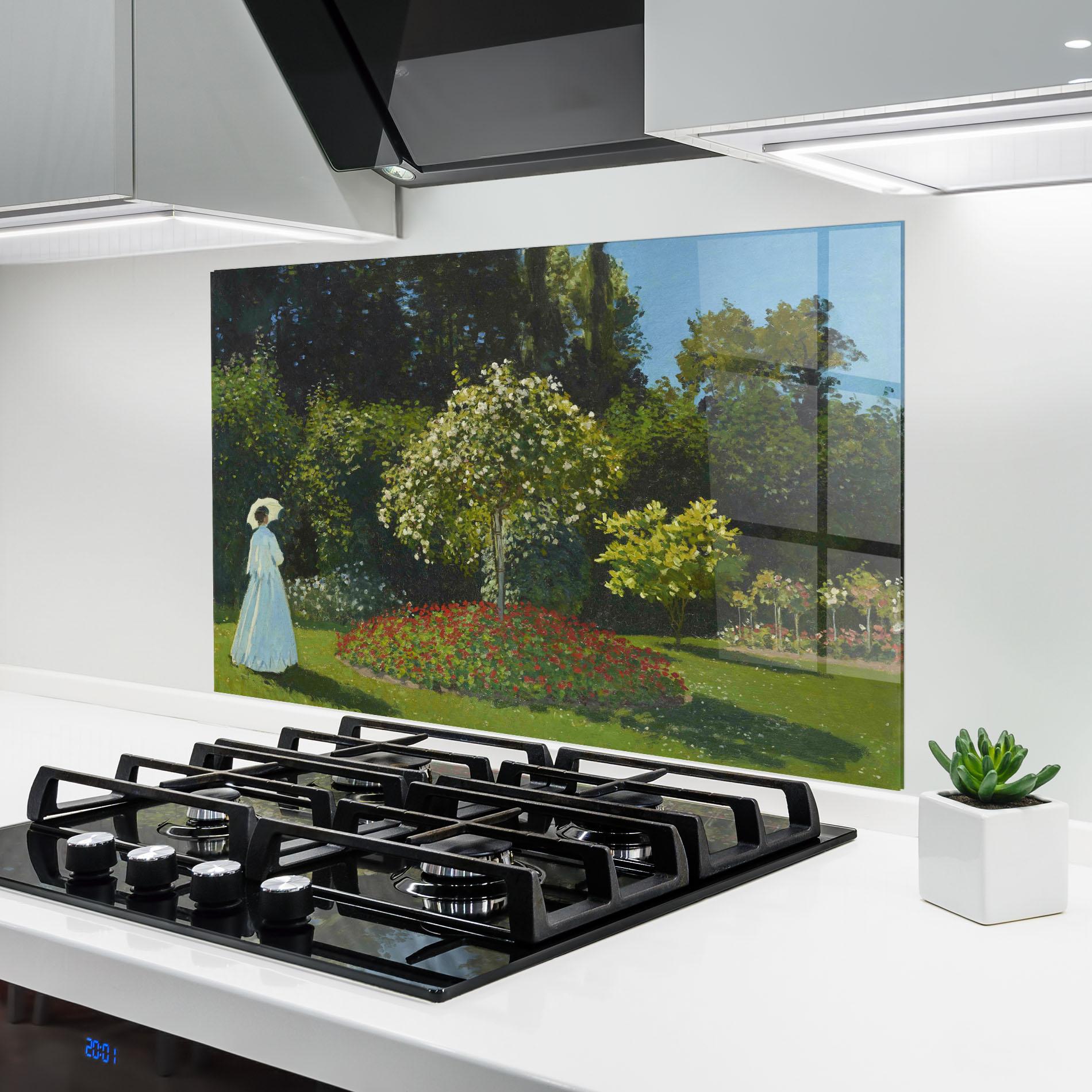 Küchenrückwand Glas Lady In The Garden mockup 6