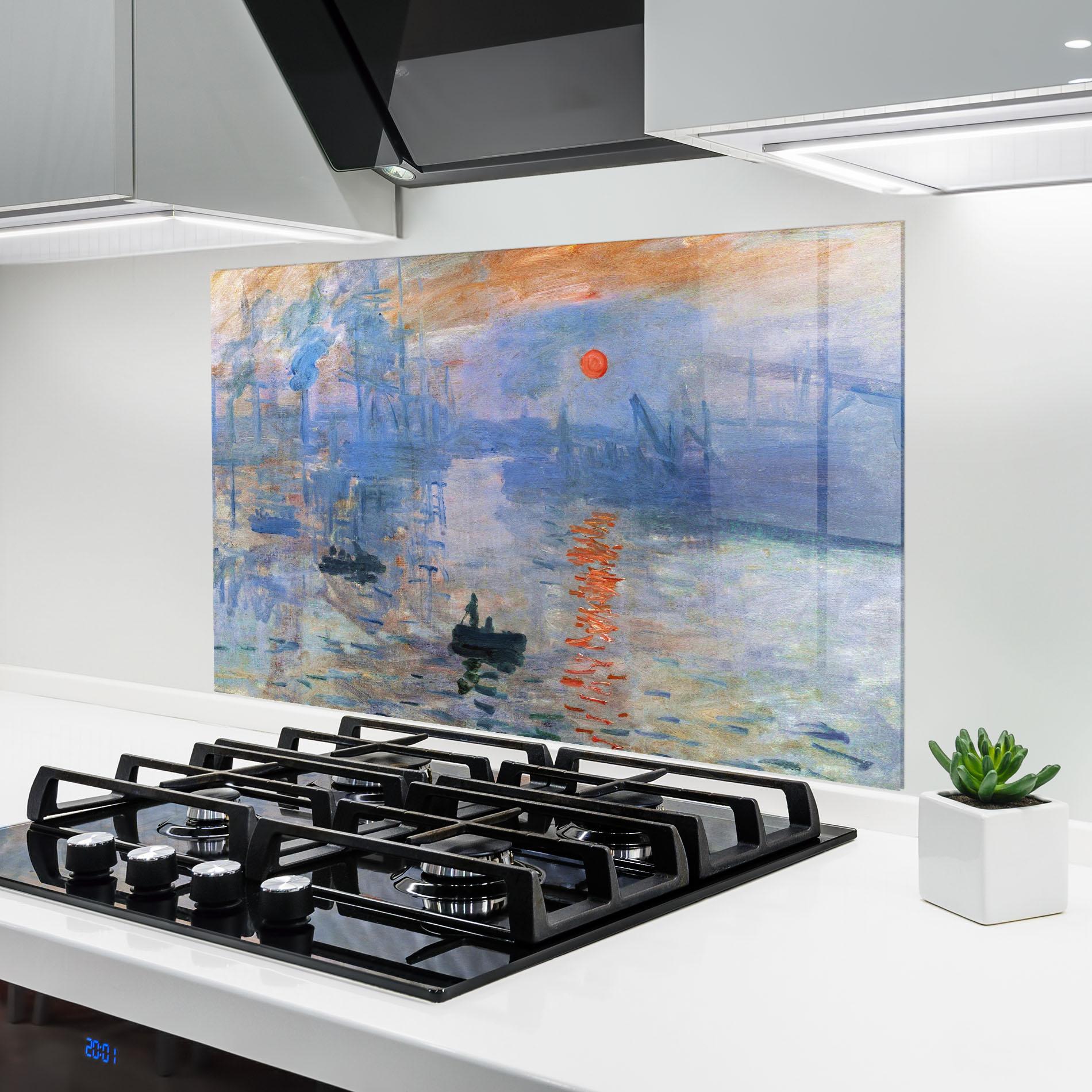 Küchenrückwand Glas Monet Impressionist mockup 6