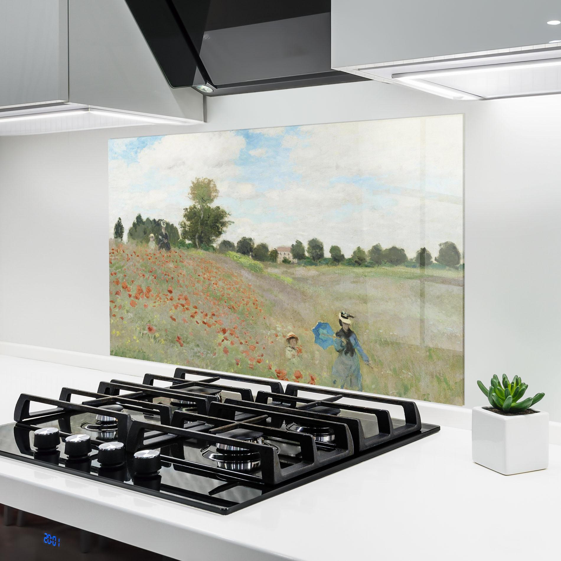 Küchenrückwand Glas Poppy Field Near Argenteuil mockup 6