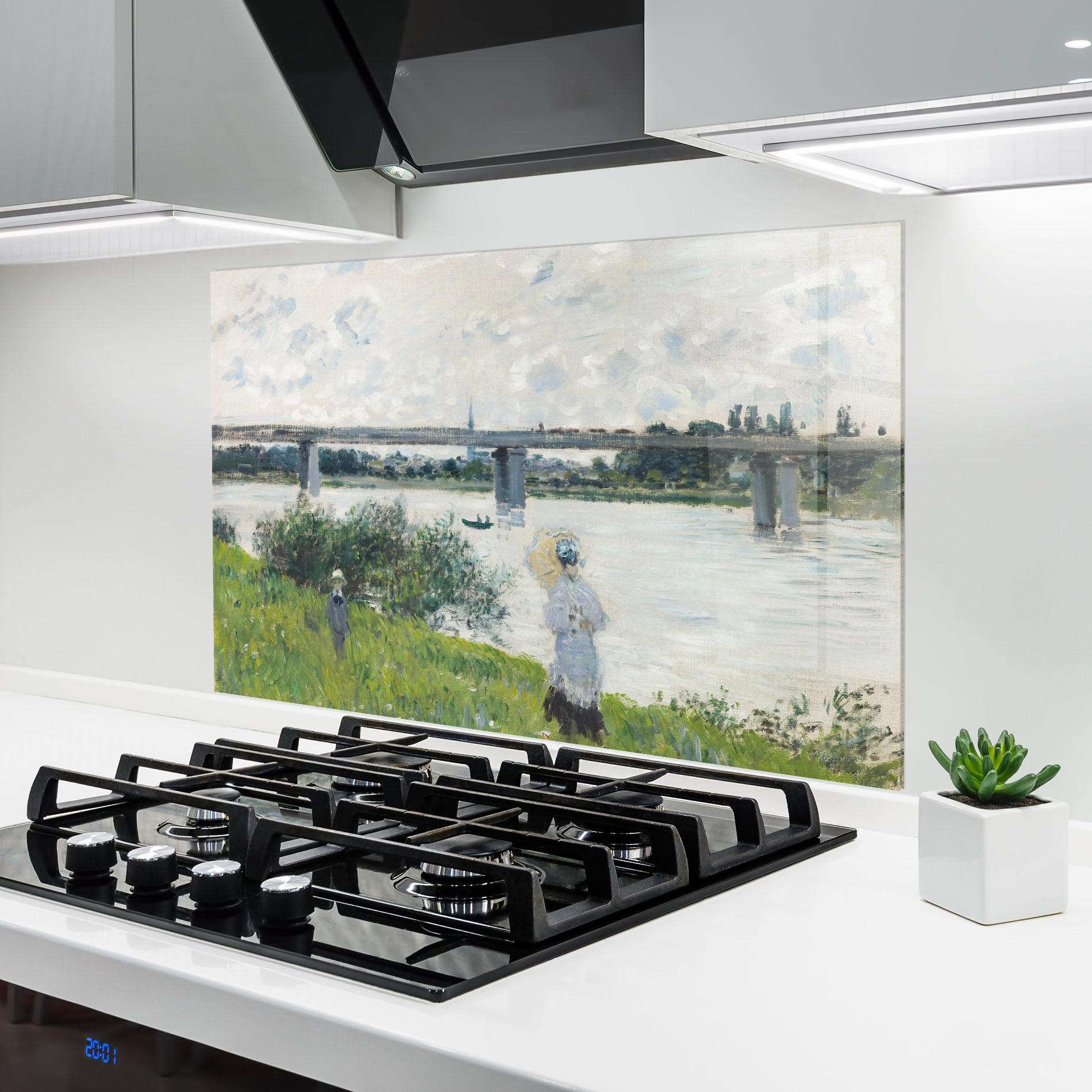Küchenrückwand Glas Promenade Railroad Bridge mockup 6