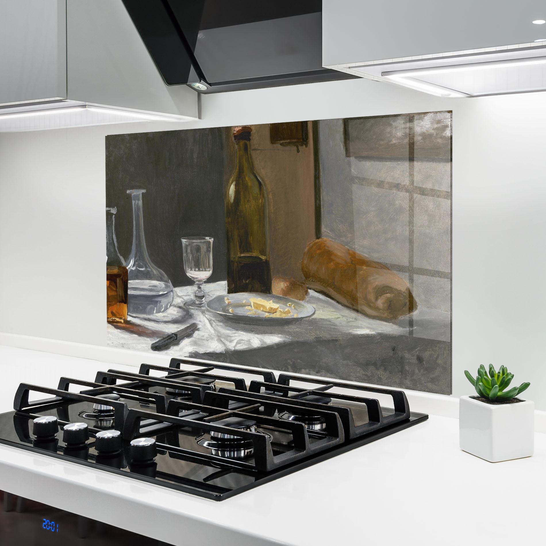 Küchenrückwand Glas Still Life With Bottle mockup 6