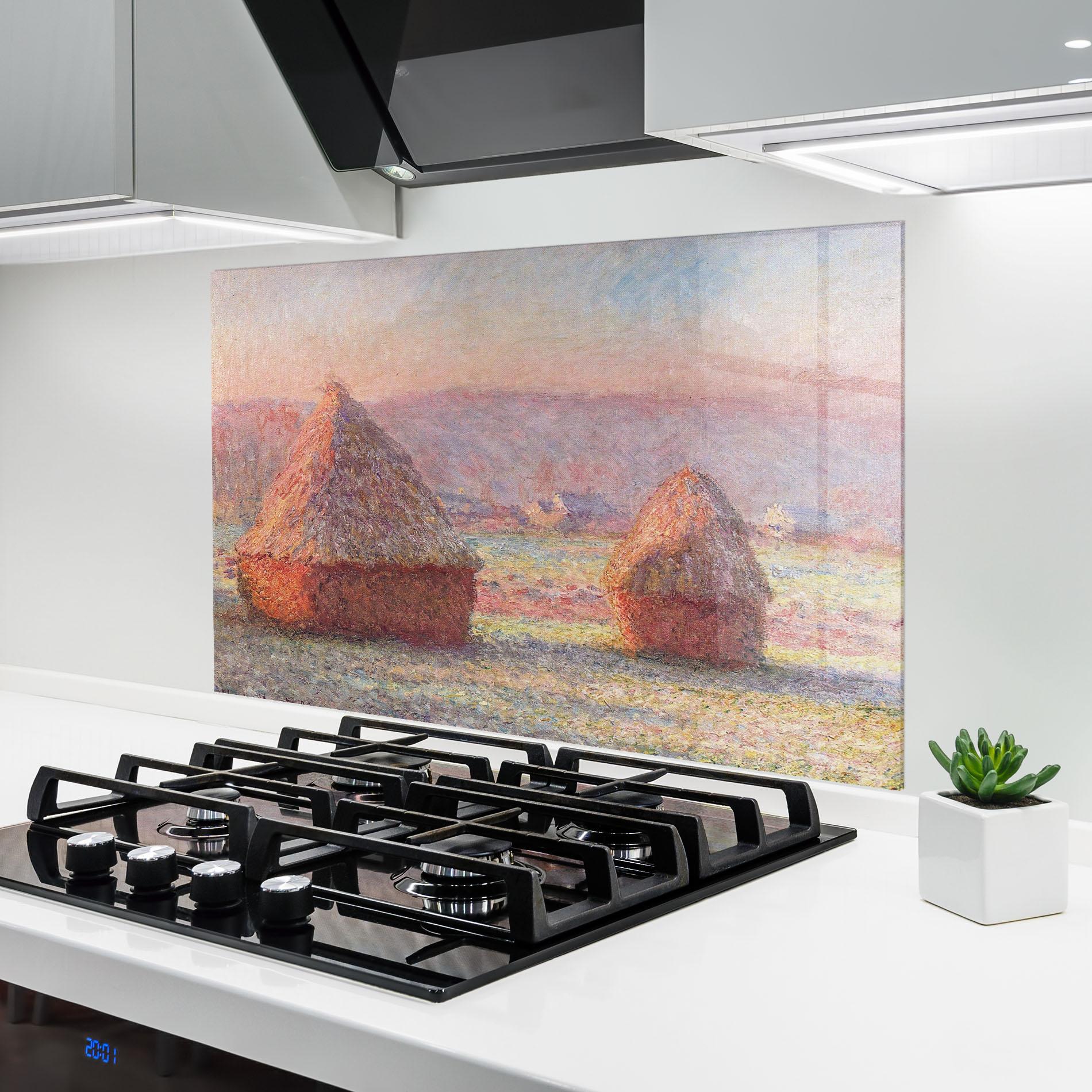 Küchenrückwand Glas White Frost mockup 6