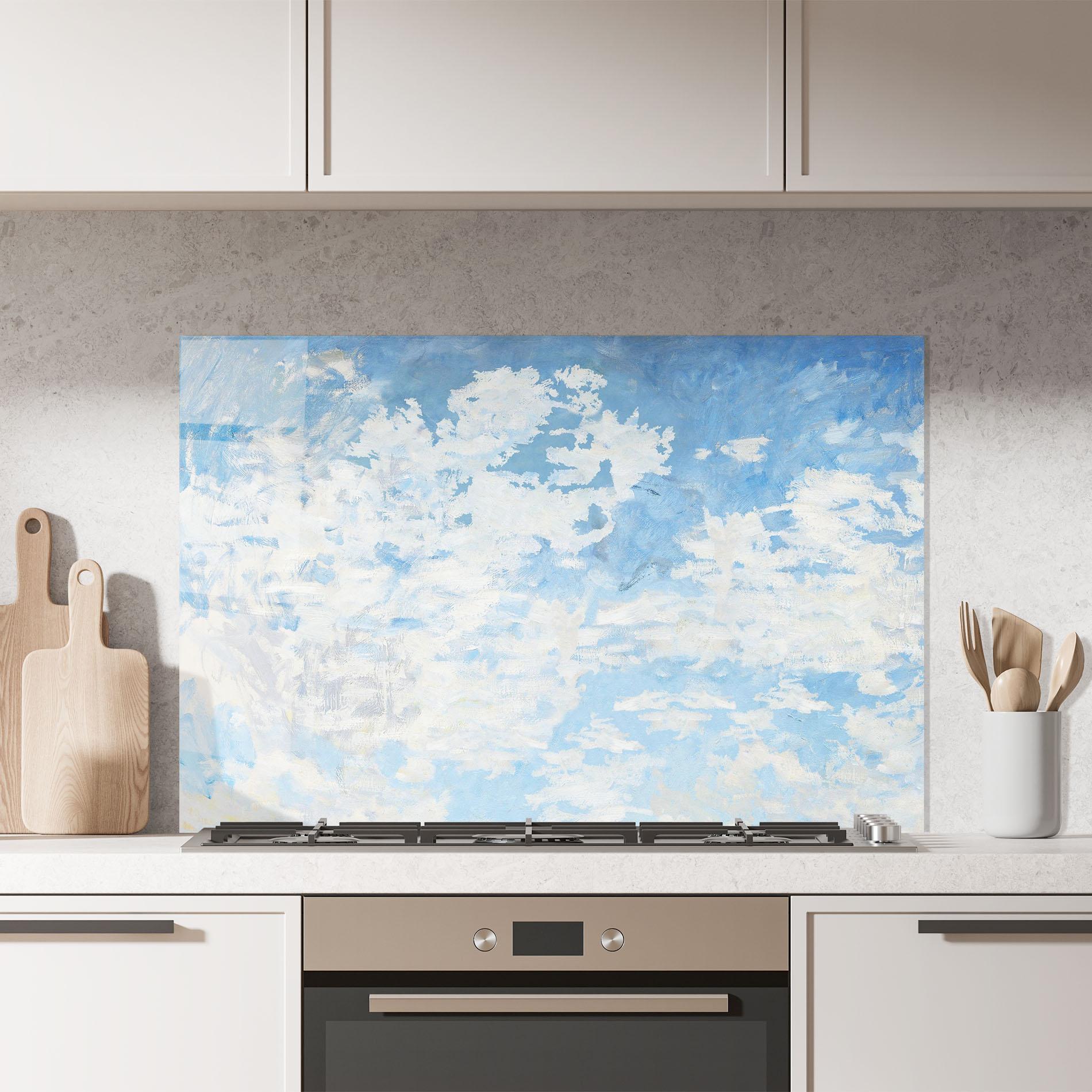 Küchenrückwand Glas Clouds Monet mockup 7