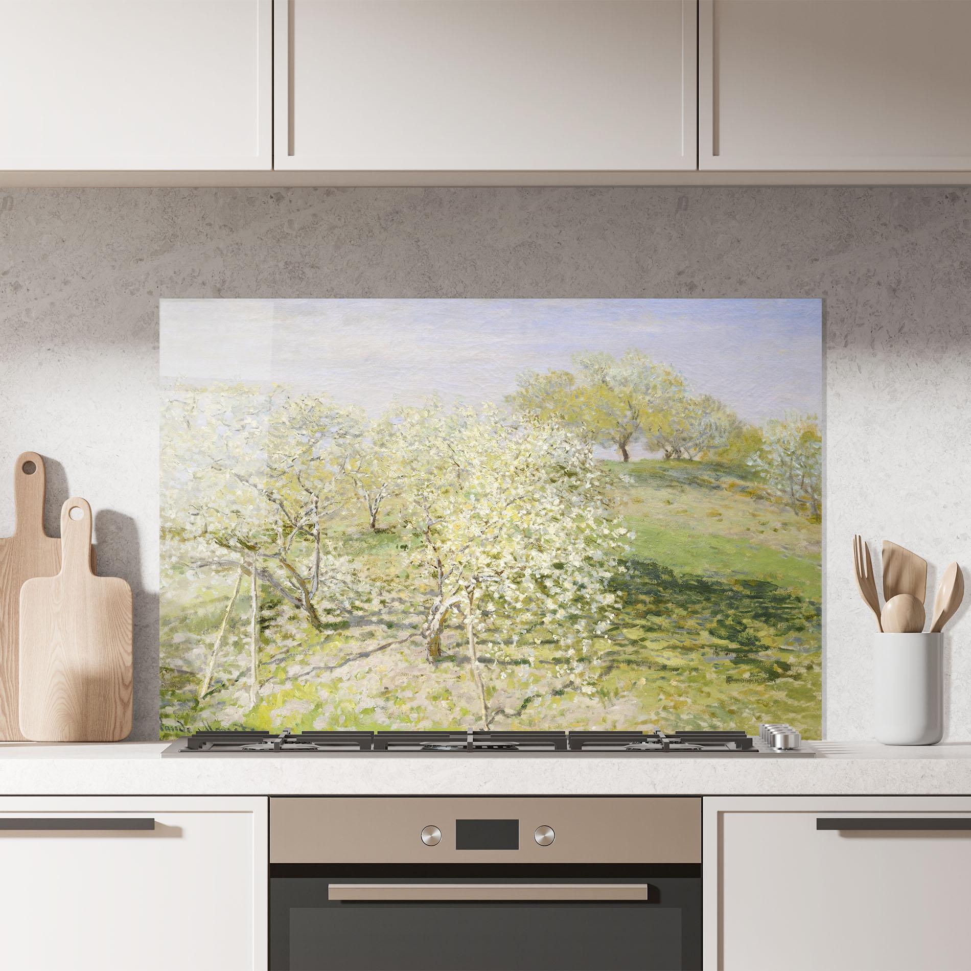 Küchenrückwand Glas Fruit Trees In Bloom mockup 7