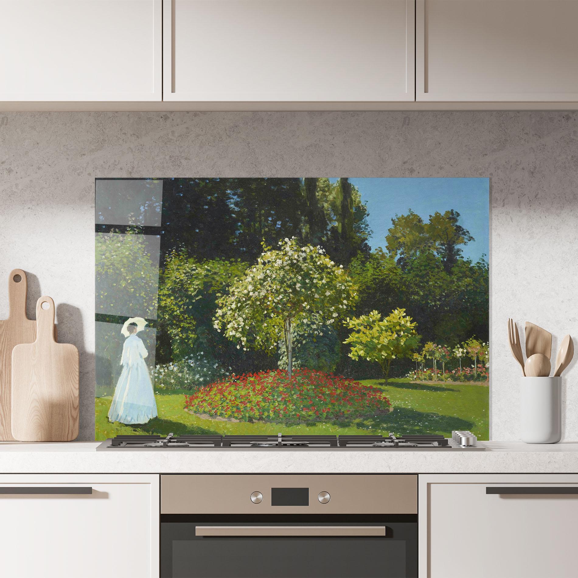 Küchenrückwand Glas Lady In The Garden mockup 7