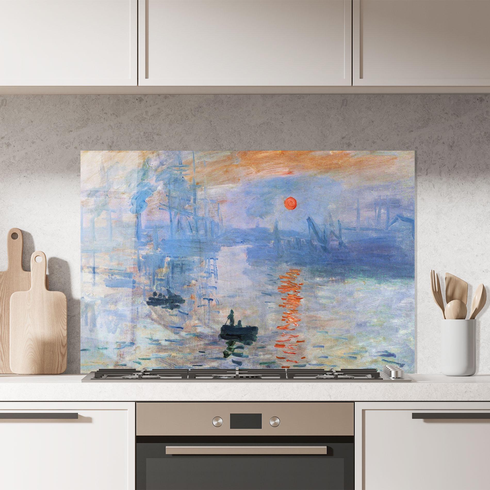 Küchenrückwand Glas Monet Impressionist mockup 7