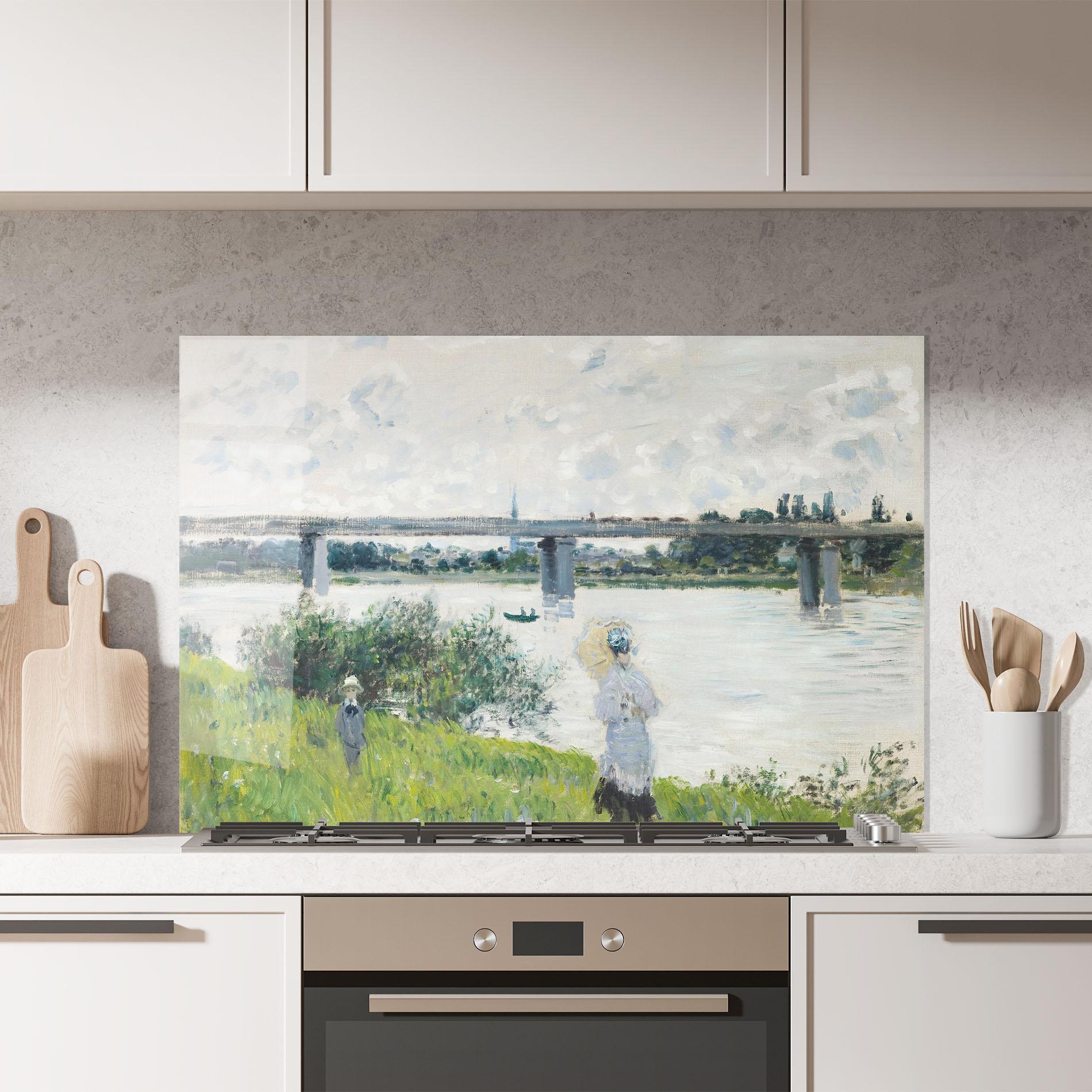 Küchenrückwand Glas Promenade Railroad Bridge mockup 7
