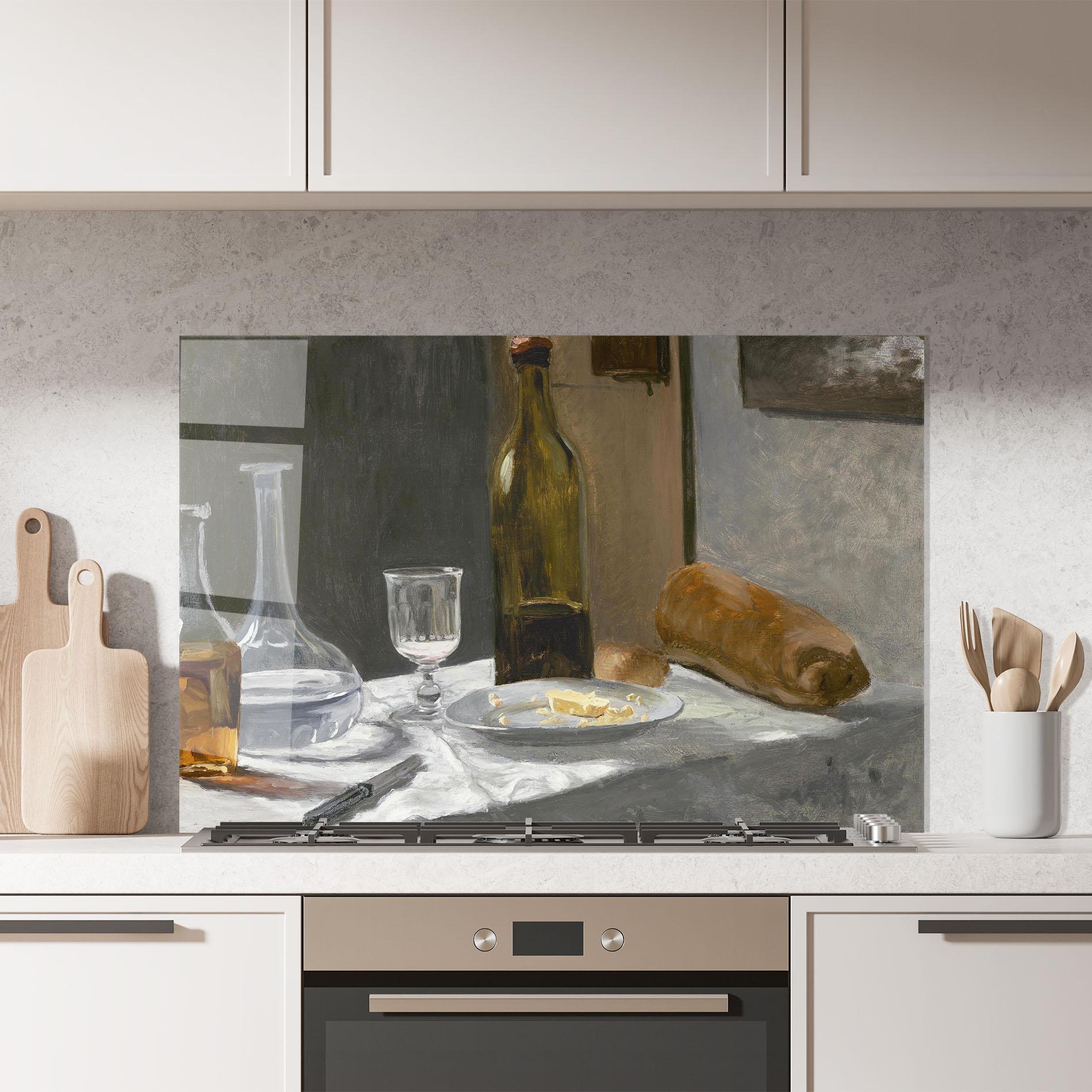 Küchenrückwand Glas Still Life With Bottle mockup 7