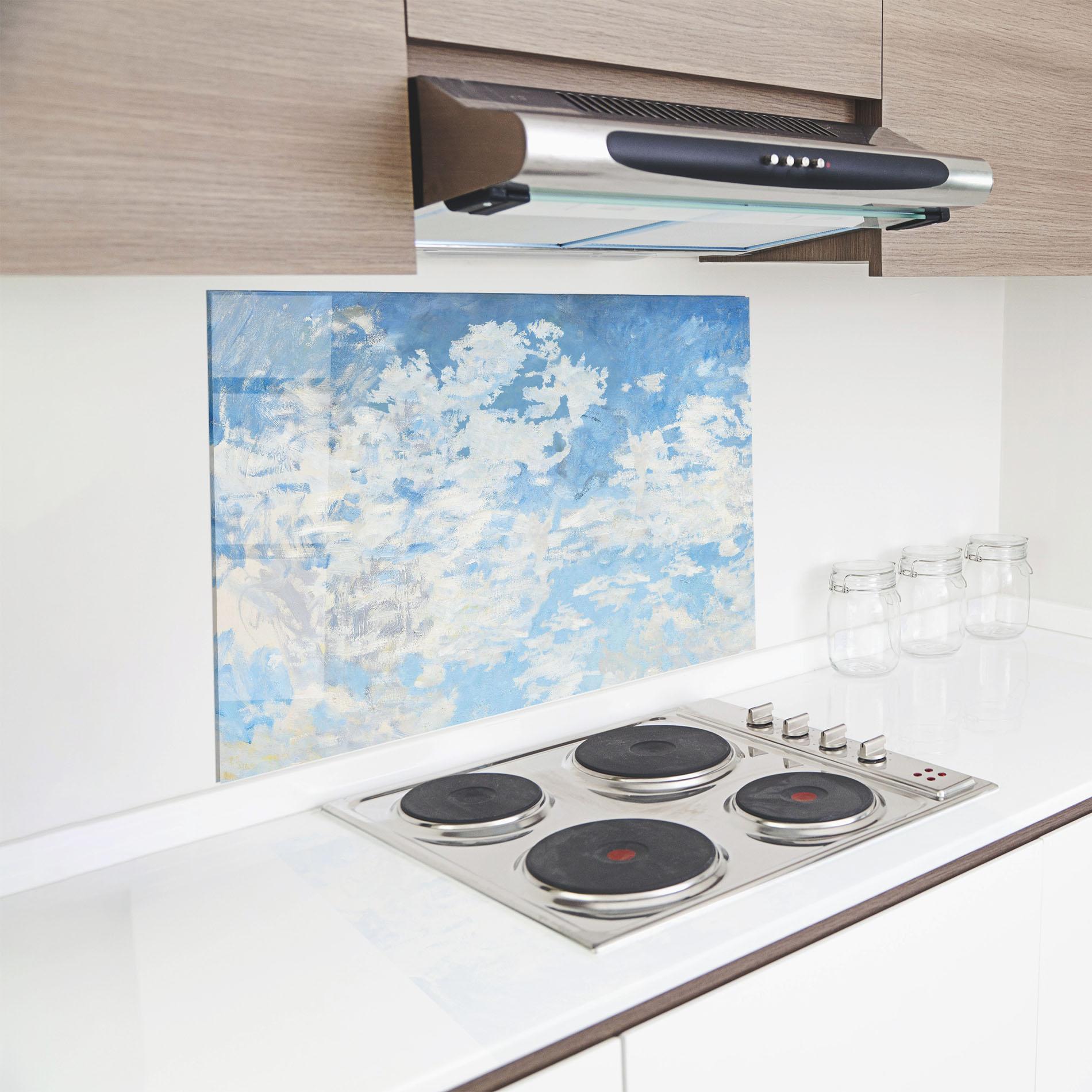 Küchenrückwand Glas Clouds Monet mockup 8