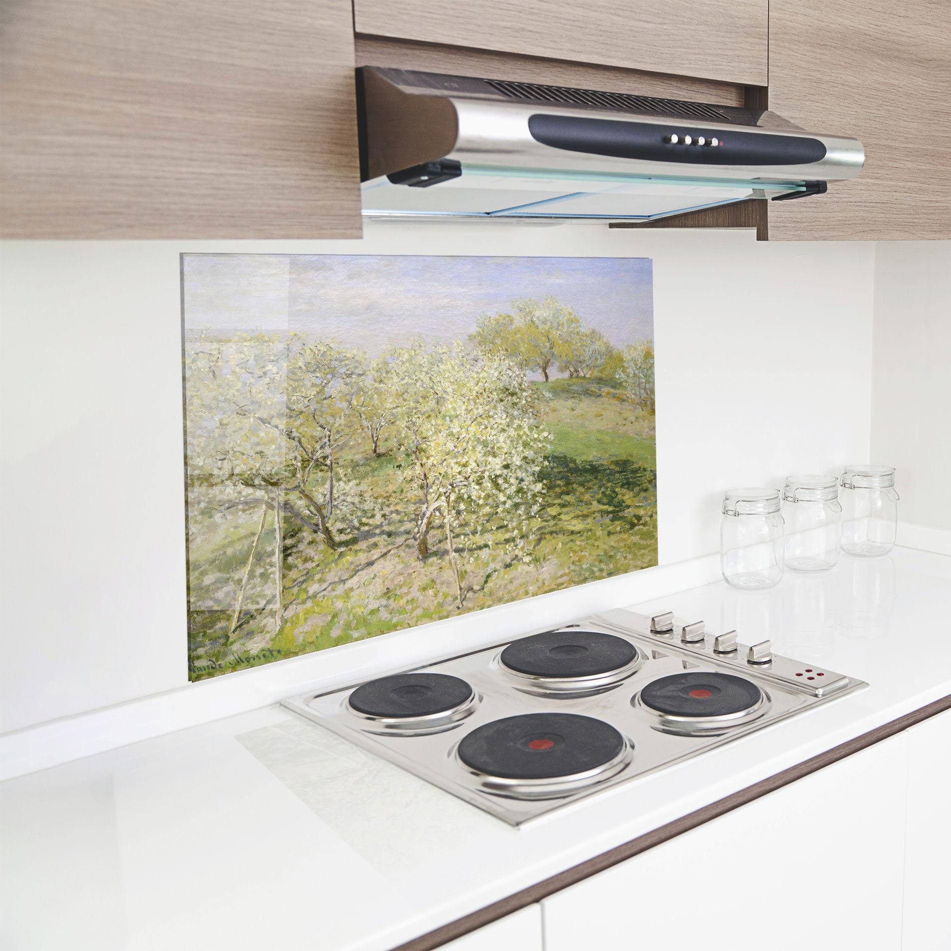 Küchenrückwand Glas Fruit Trees In Bloom mockup 8