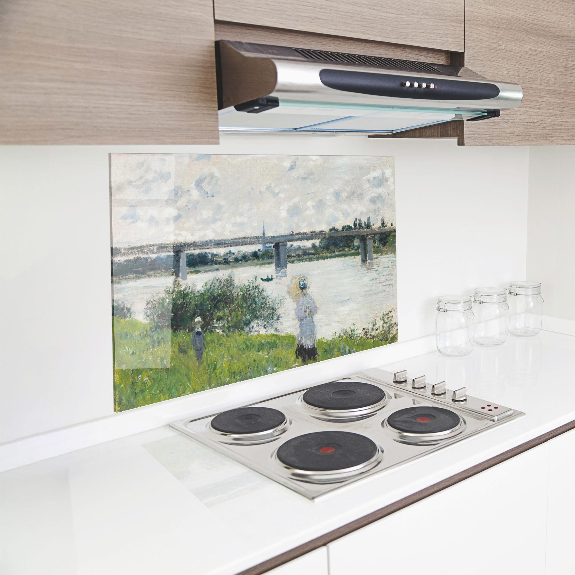 Küchenrückwand Glas Promenade Railroad Bridge mockup 8