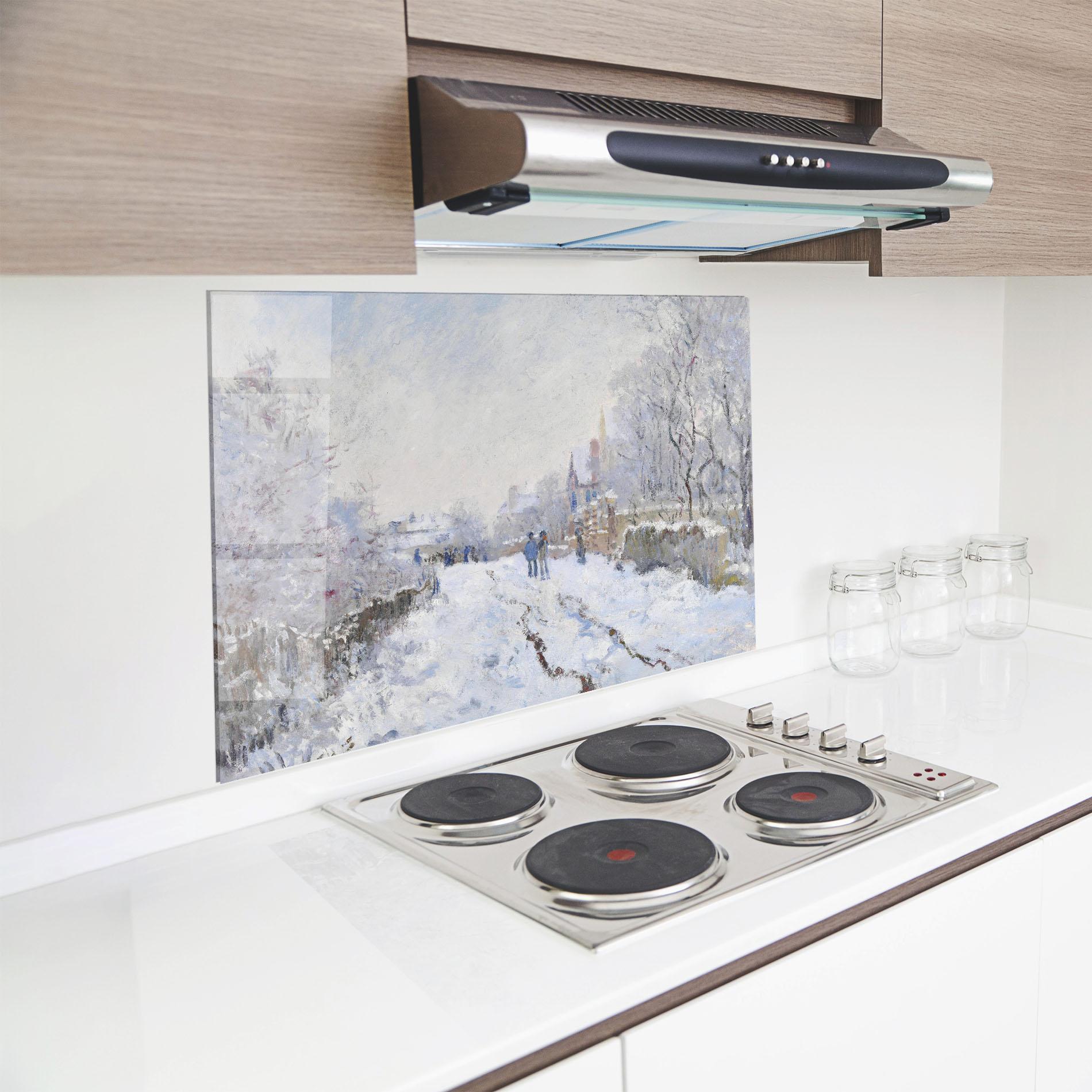 Küchenrückwand Glas Snow At Argenteuil mockup 8