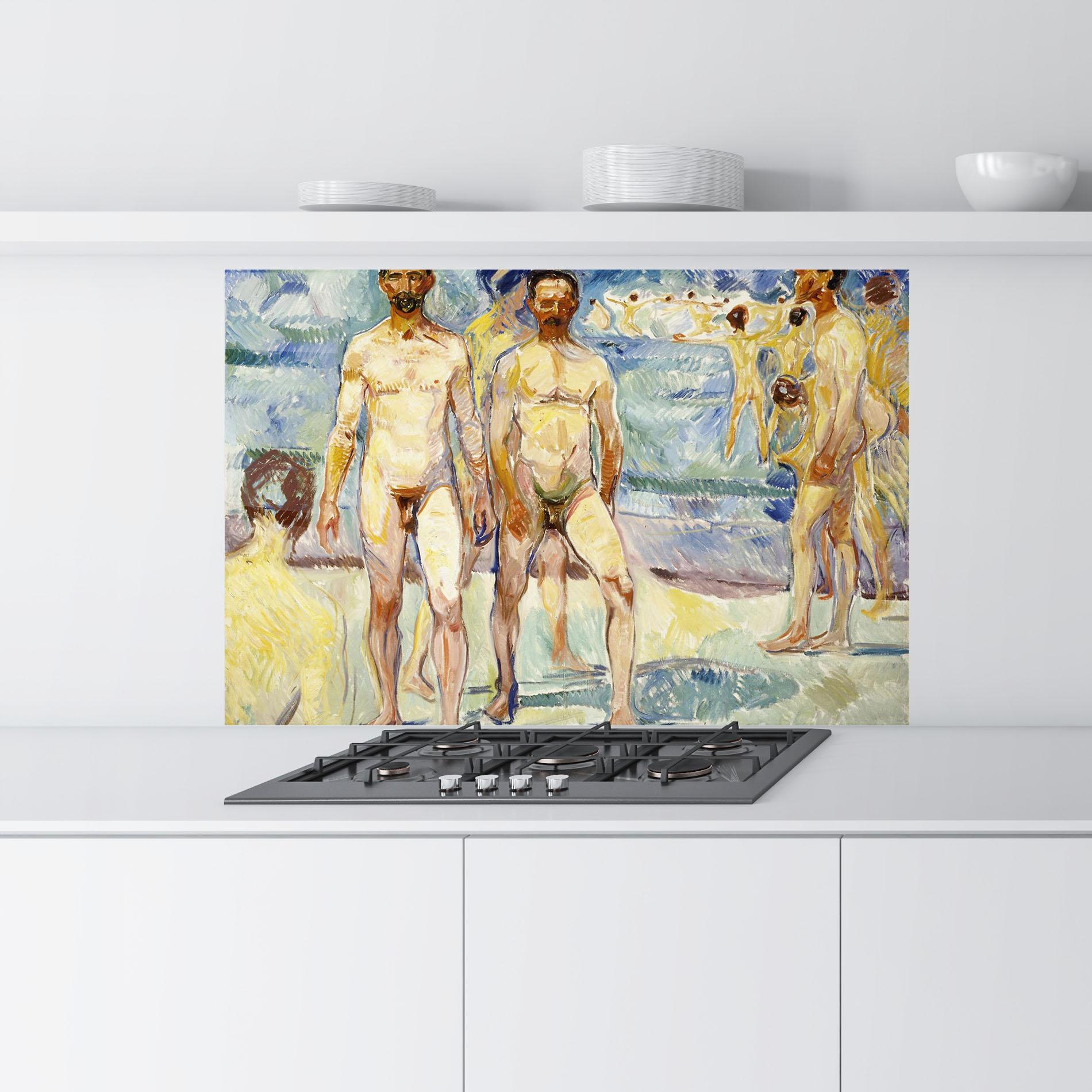 Küchenrückwand Glas Bathing Men mockup 9