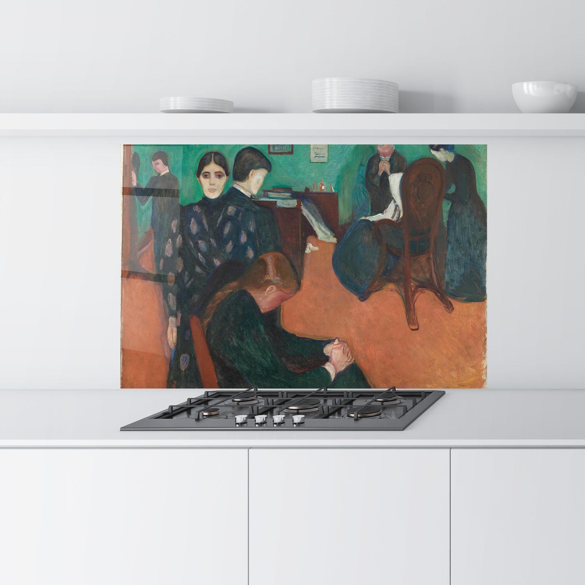 Küchenrückwand Glas Death In Sickroom mockup 9