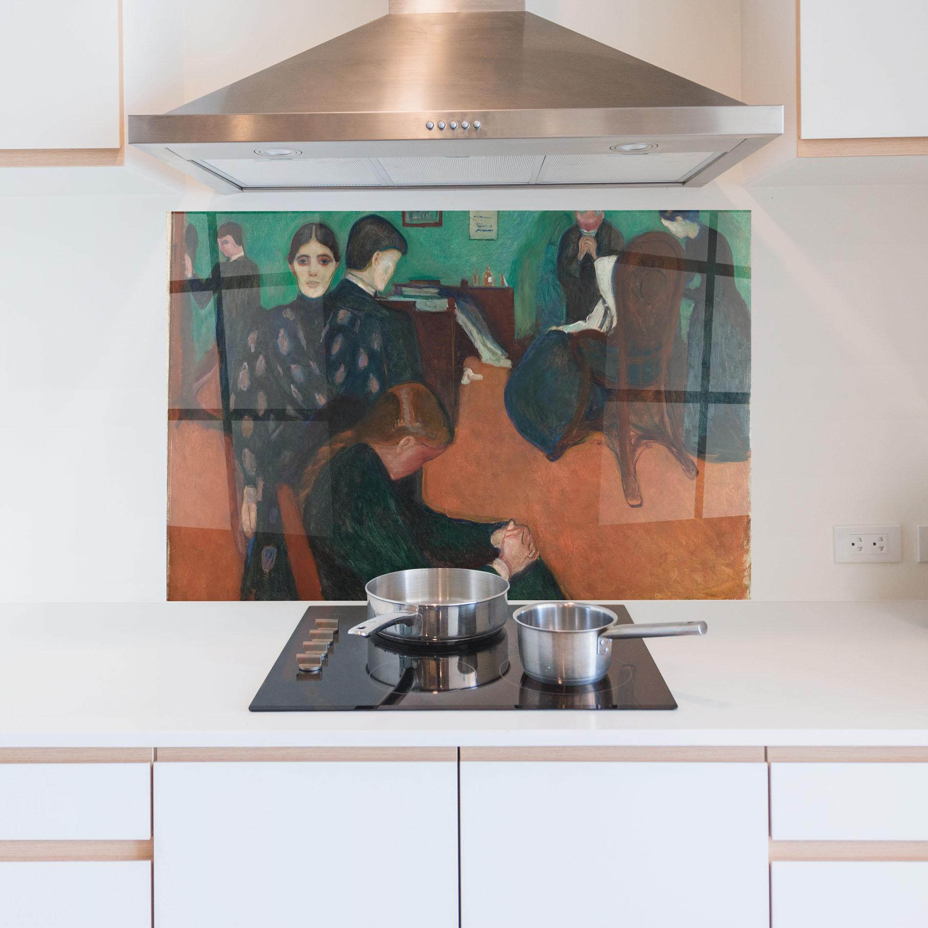 Küchenrückwand Glas Death In Sickroom mockup 5