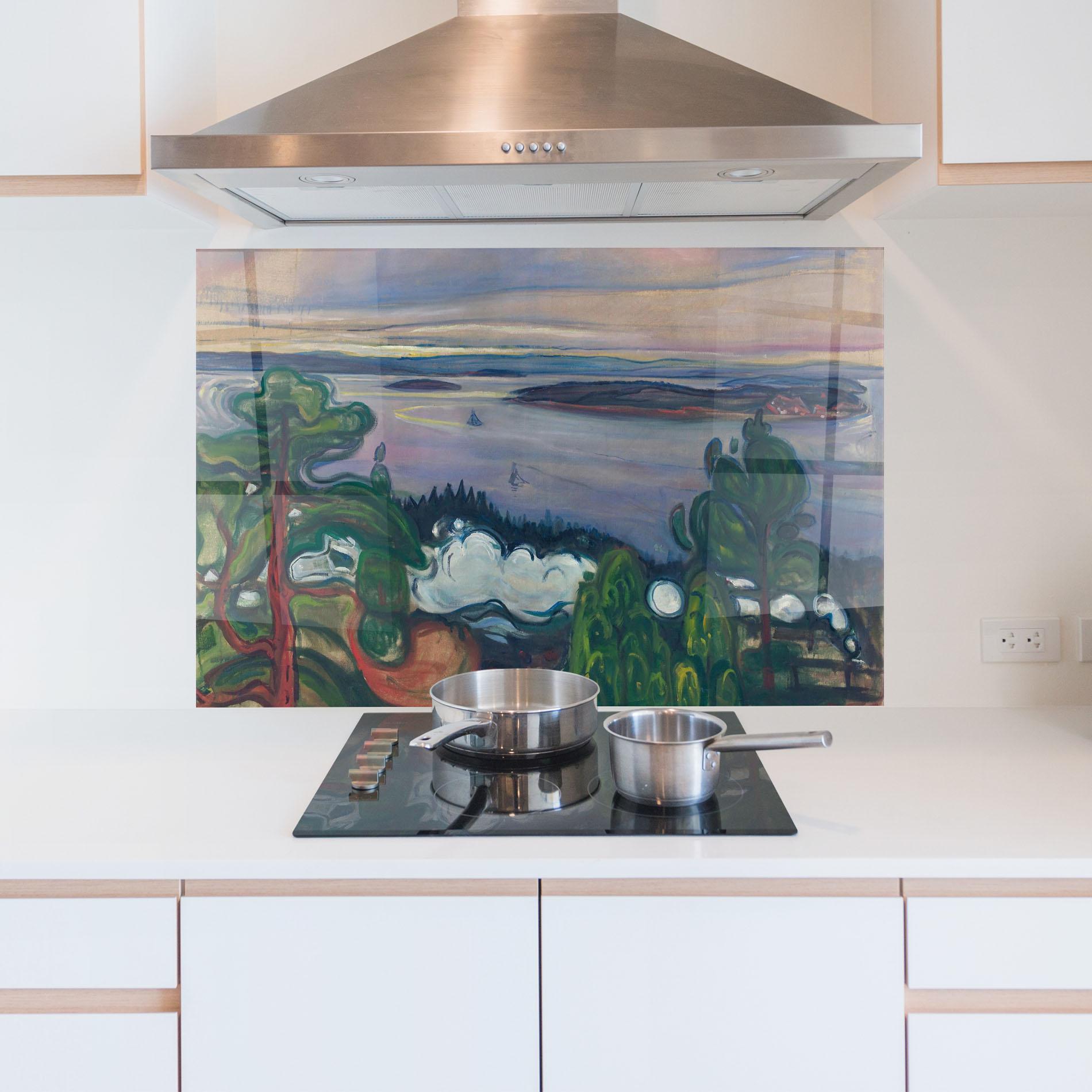 Küchenrückwand Glas Train Smoke mockup 5