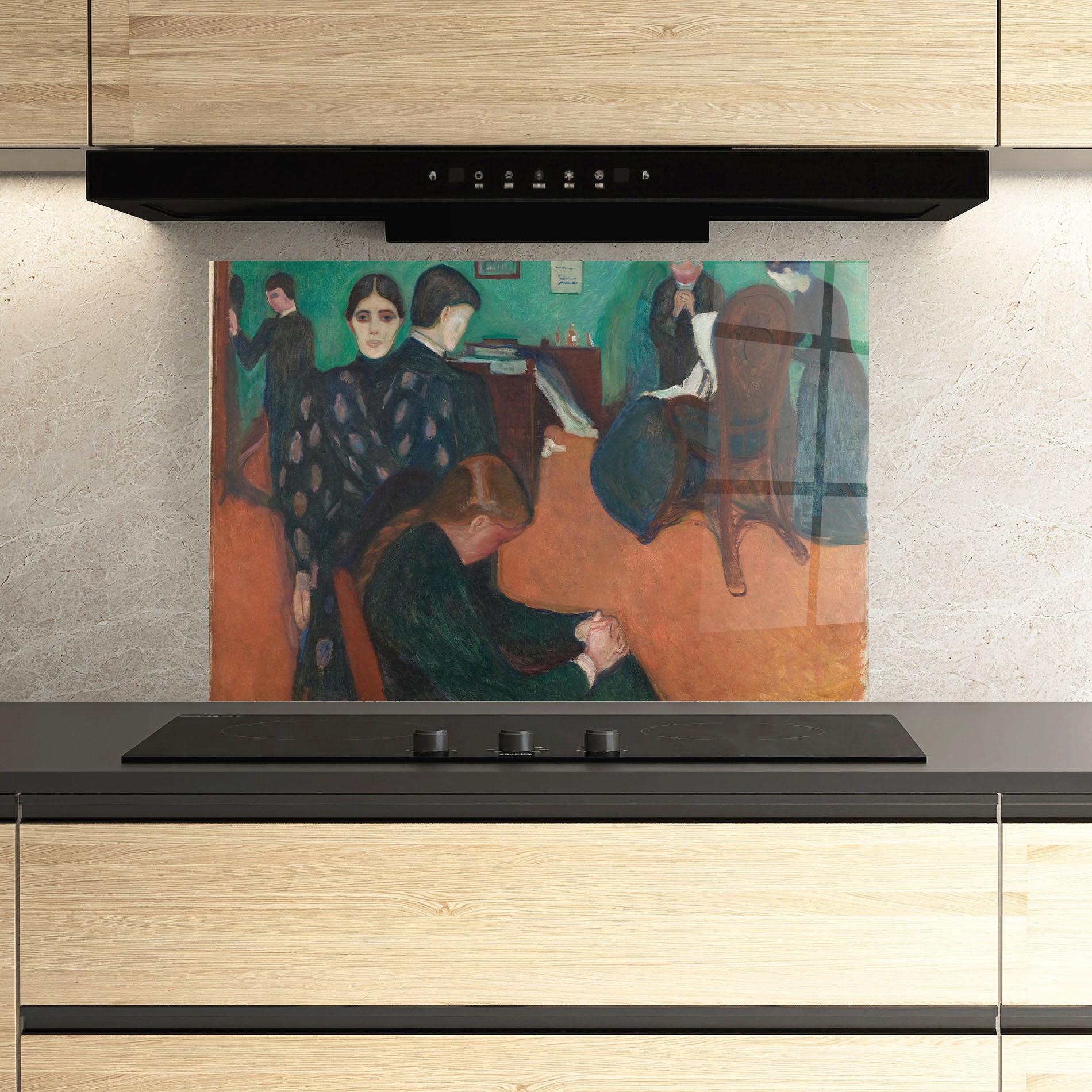 Küchenrückwand Glas Death In Sickroom mockup 3