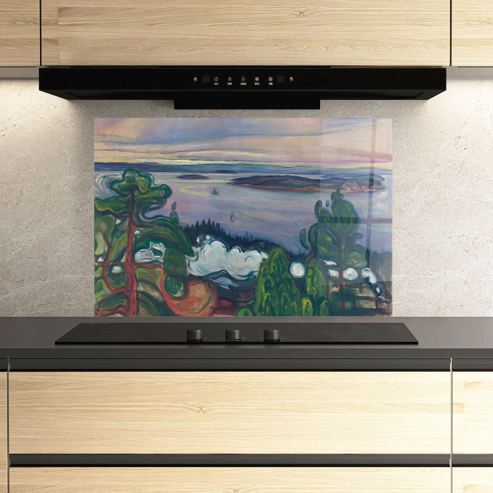 Küchenrückwand Glas Train Smoke mockup 3