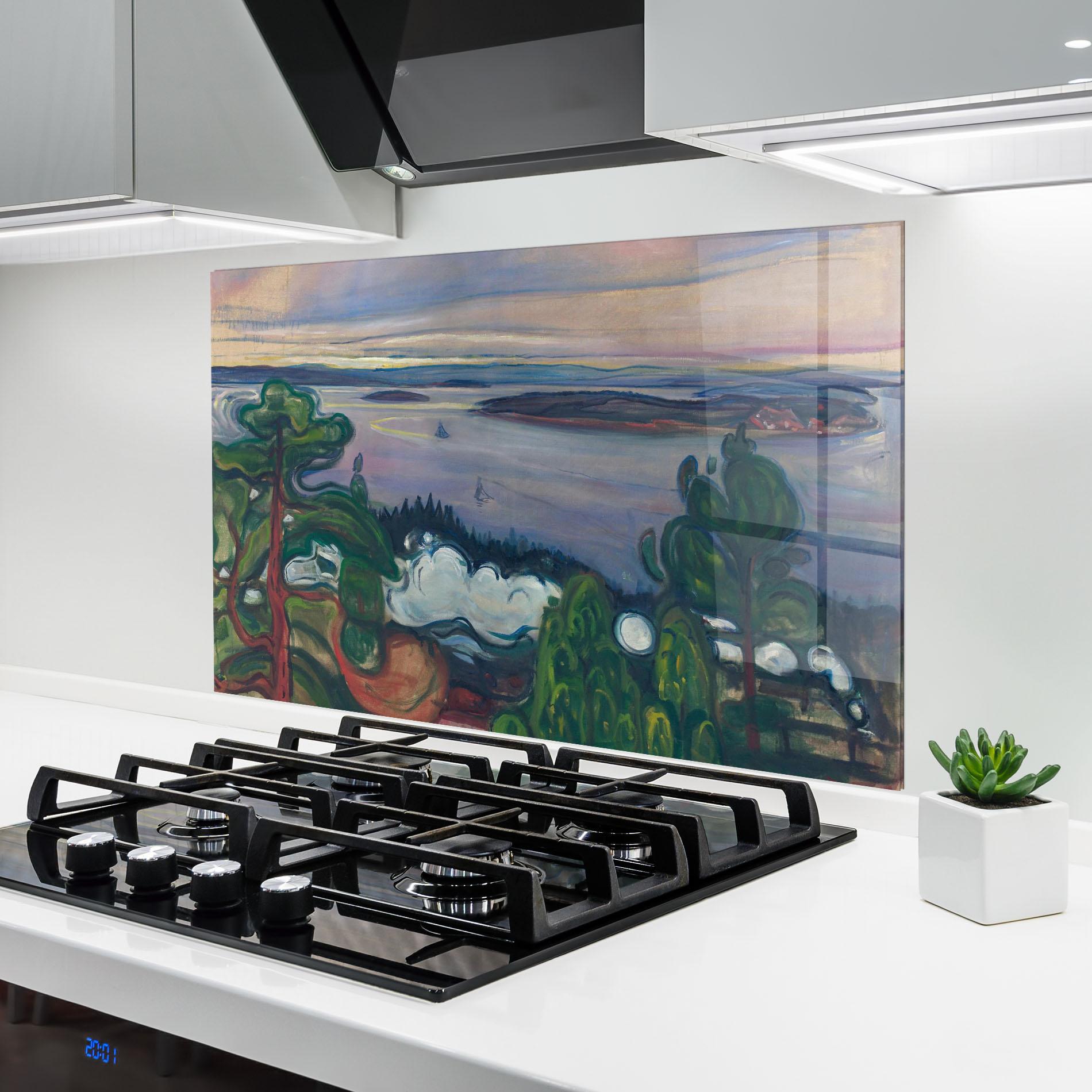 Küchenrückwand Glas Train Smoke mockup 6