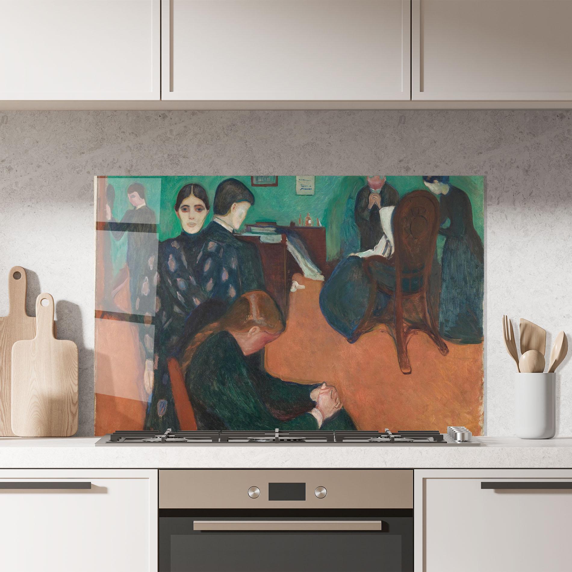 Küchenrückwand Glas Death In Sickroom mockup 7