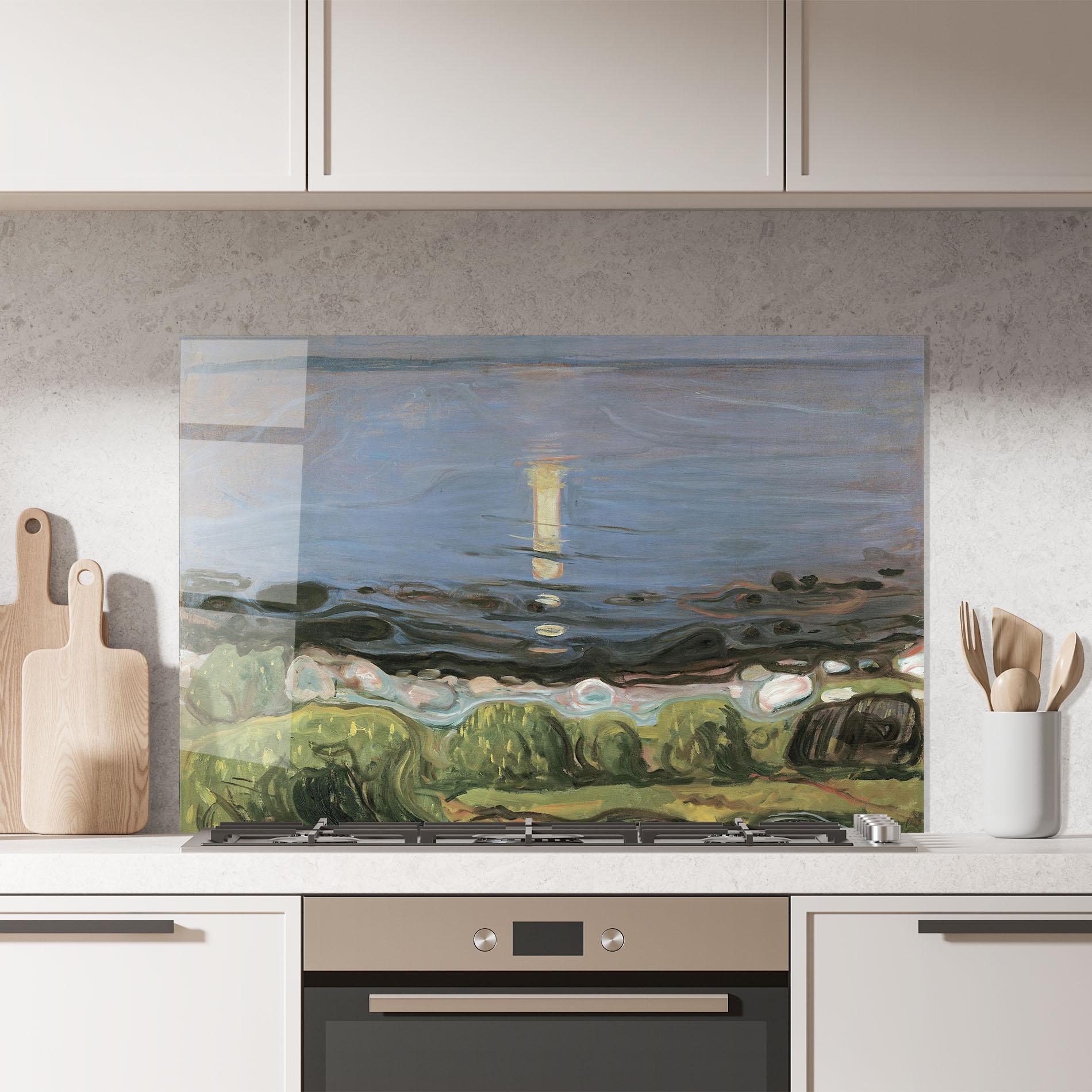Küchenrückwand Glas Summer Night Beach mockup 7