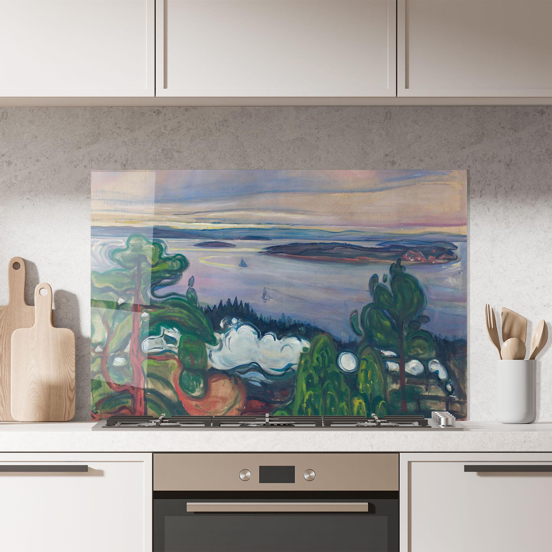 Küchenrückwand Glas Train Smoke mockup 7