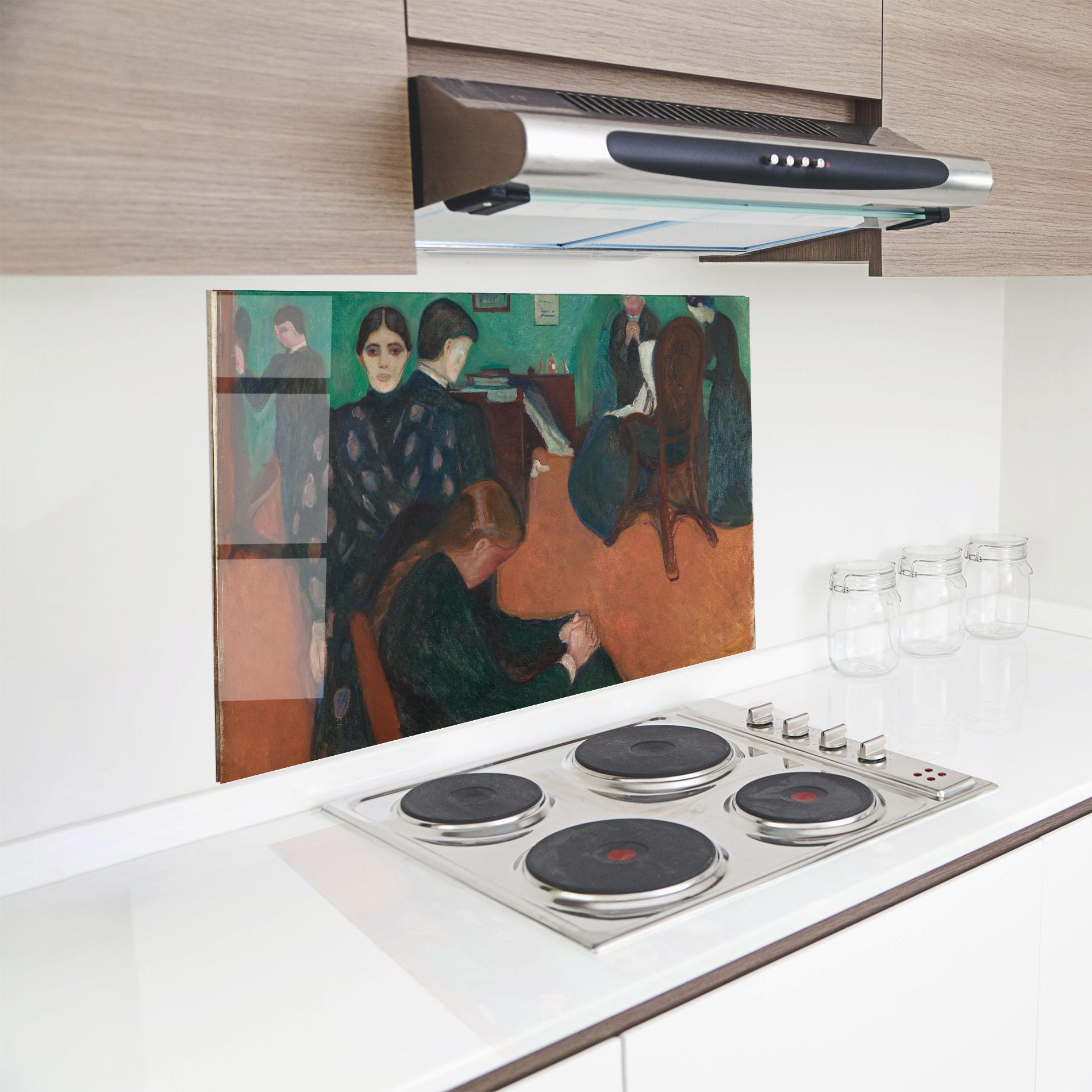 Küchenrückwand Glas Death In Sickroom mockup 8