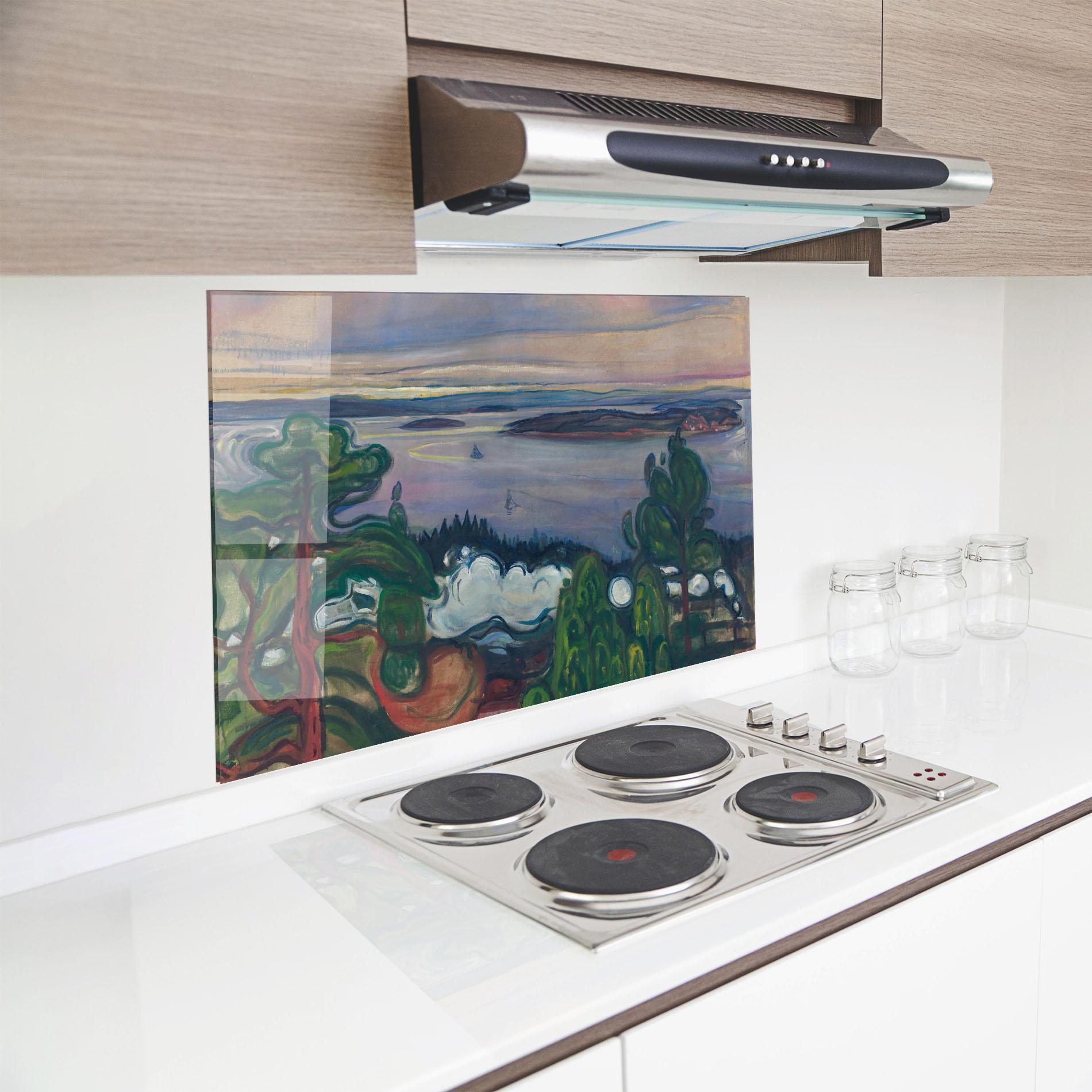 Küchenrückwand Glas Train Smoke mockup 8