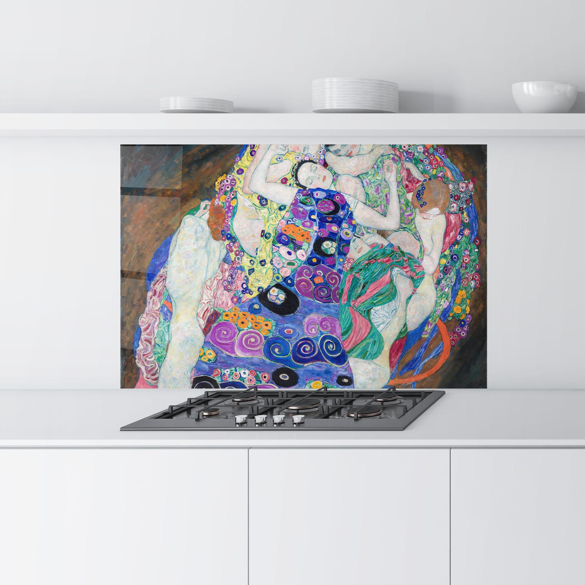 Küchenrückwand Glas Klimt Die Jungfrau mockup 9