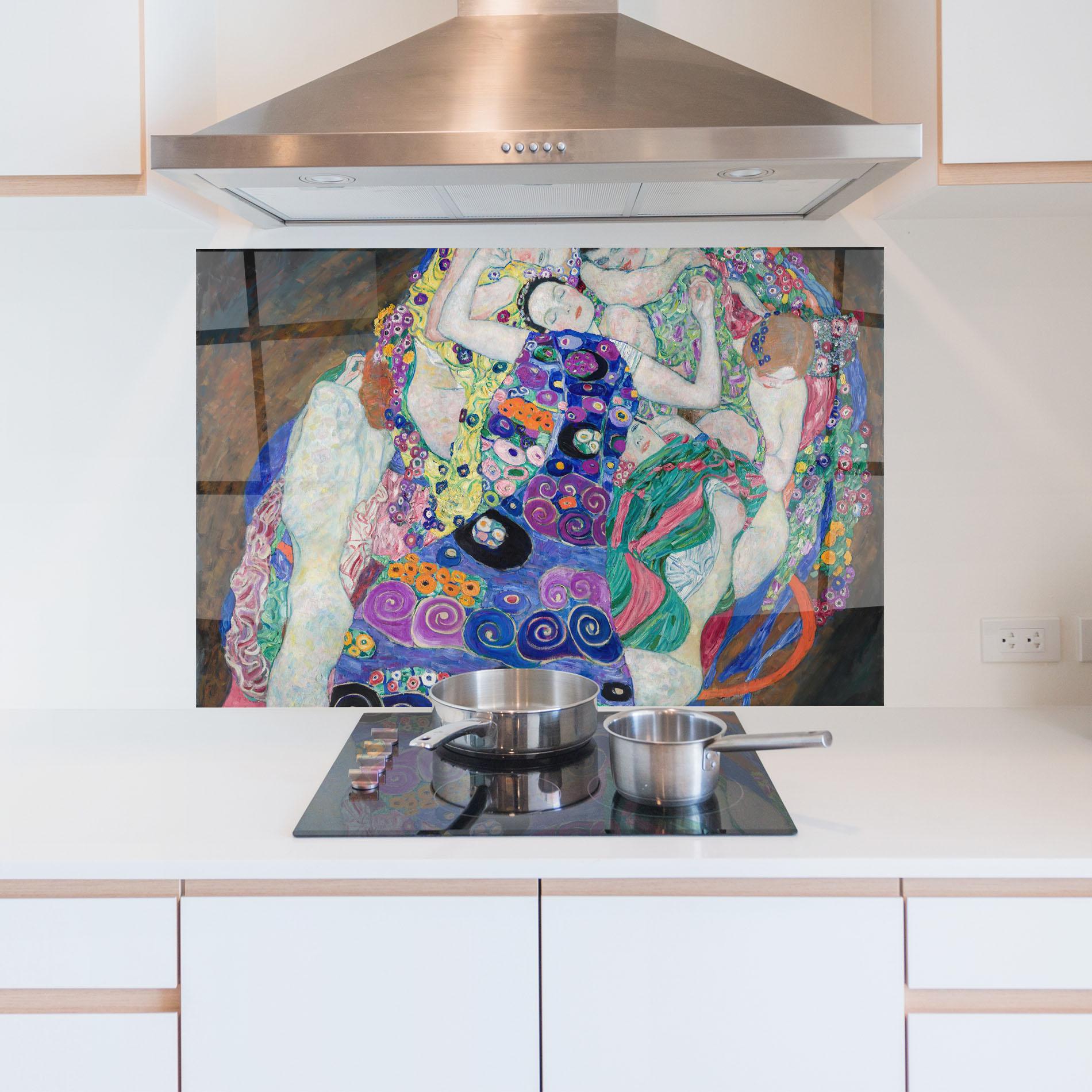 Küchenrückwand Glas Klimt Die Jungfrau mockup 5