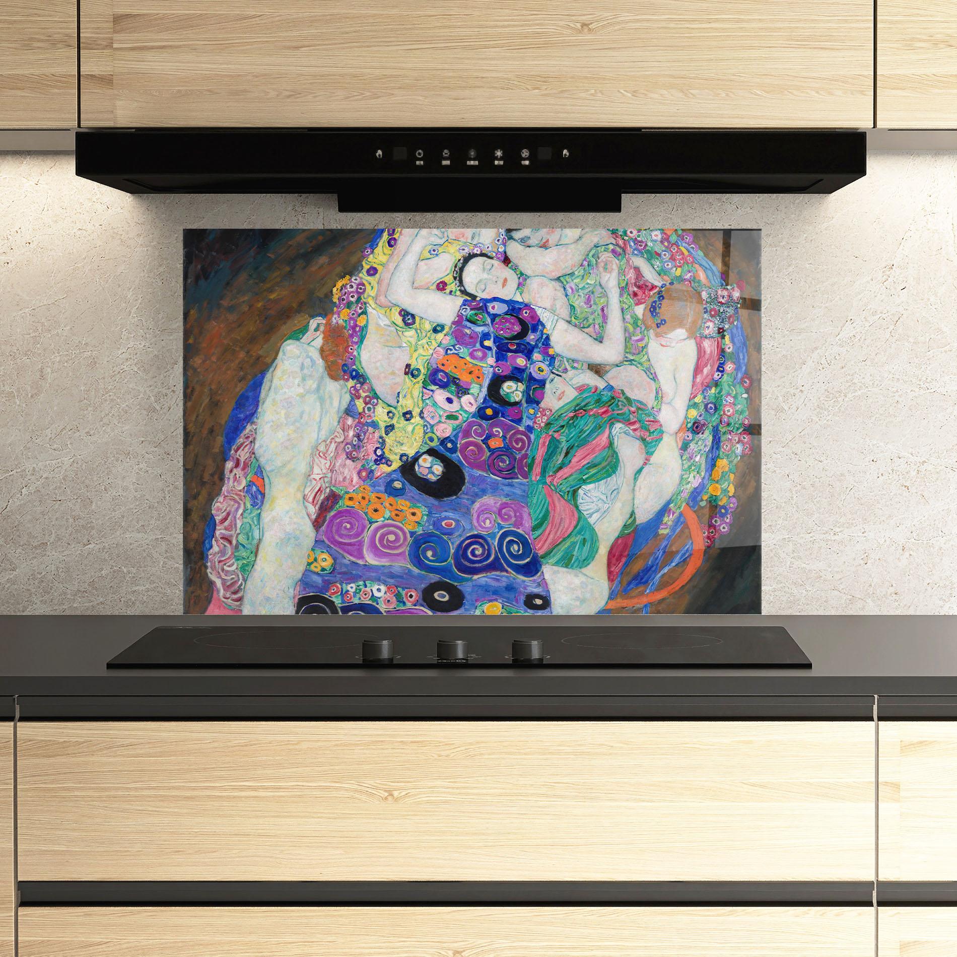 Küchenrückwand Glas Klimt Die Jungfrau mockup 3