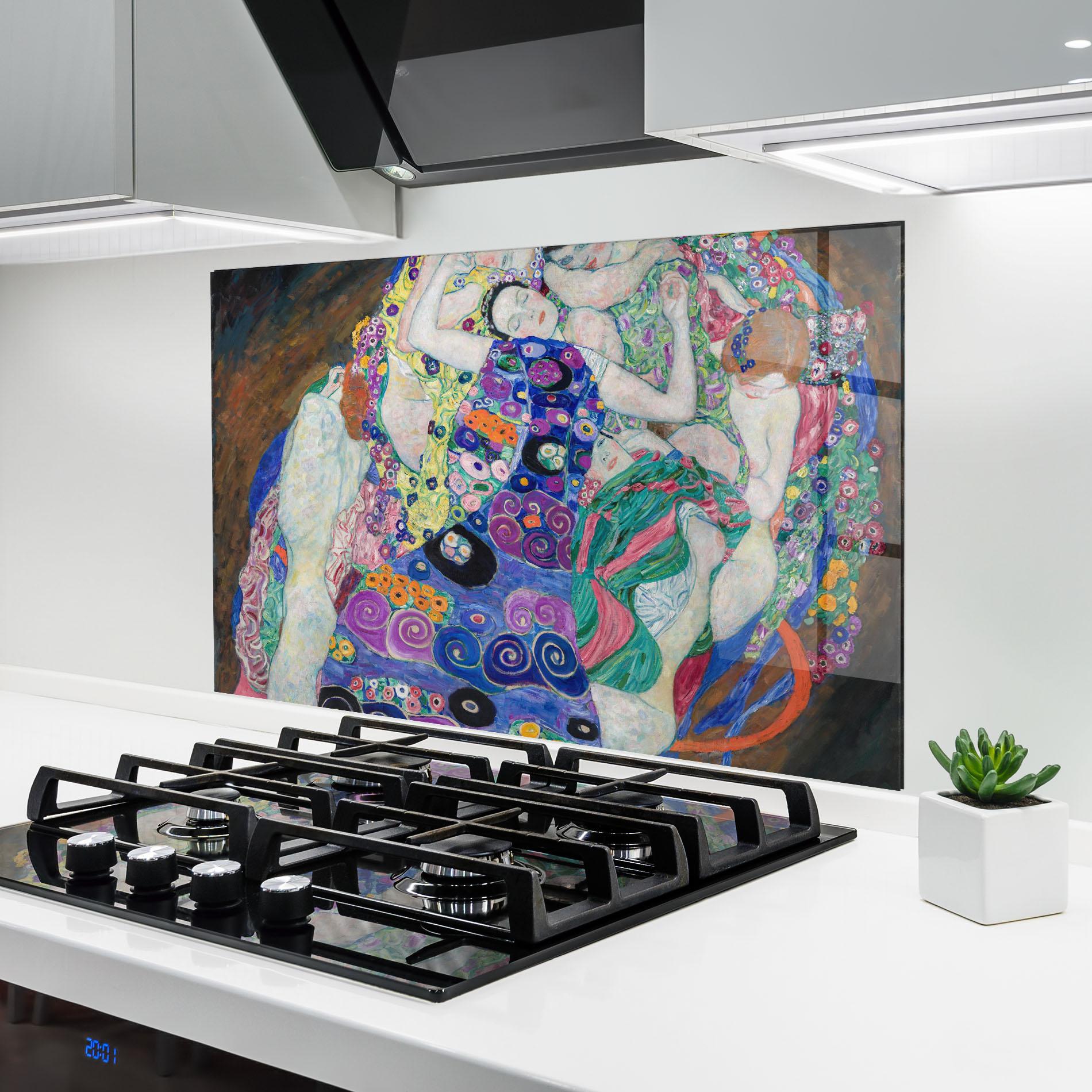 Küchenrückwand Glas Klimt Die Jungfrau mockup 6
