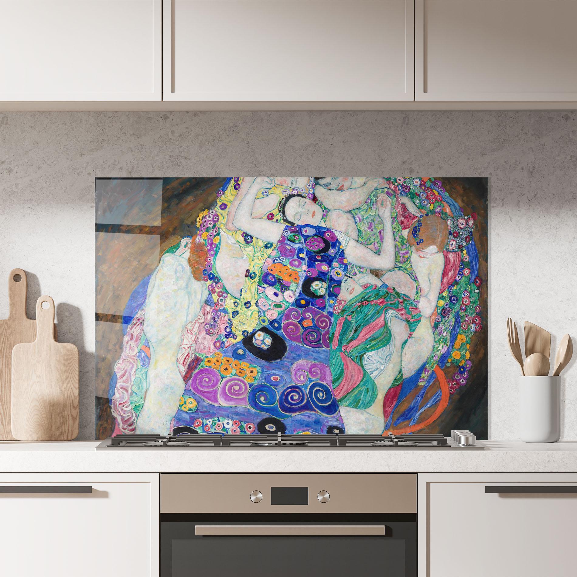 Küchenrückwand Glas Klimt Die Jungfrau mockup 7